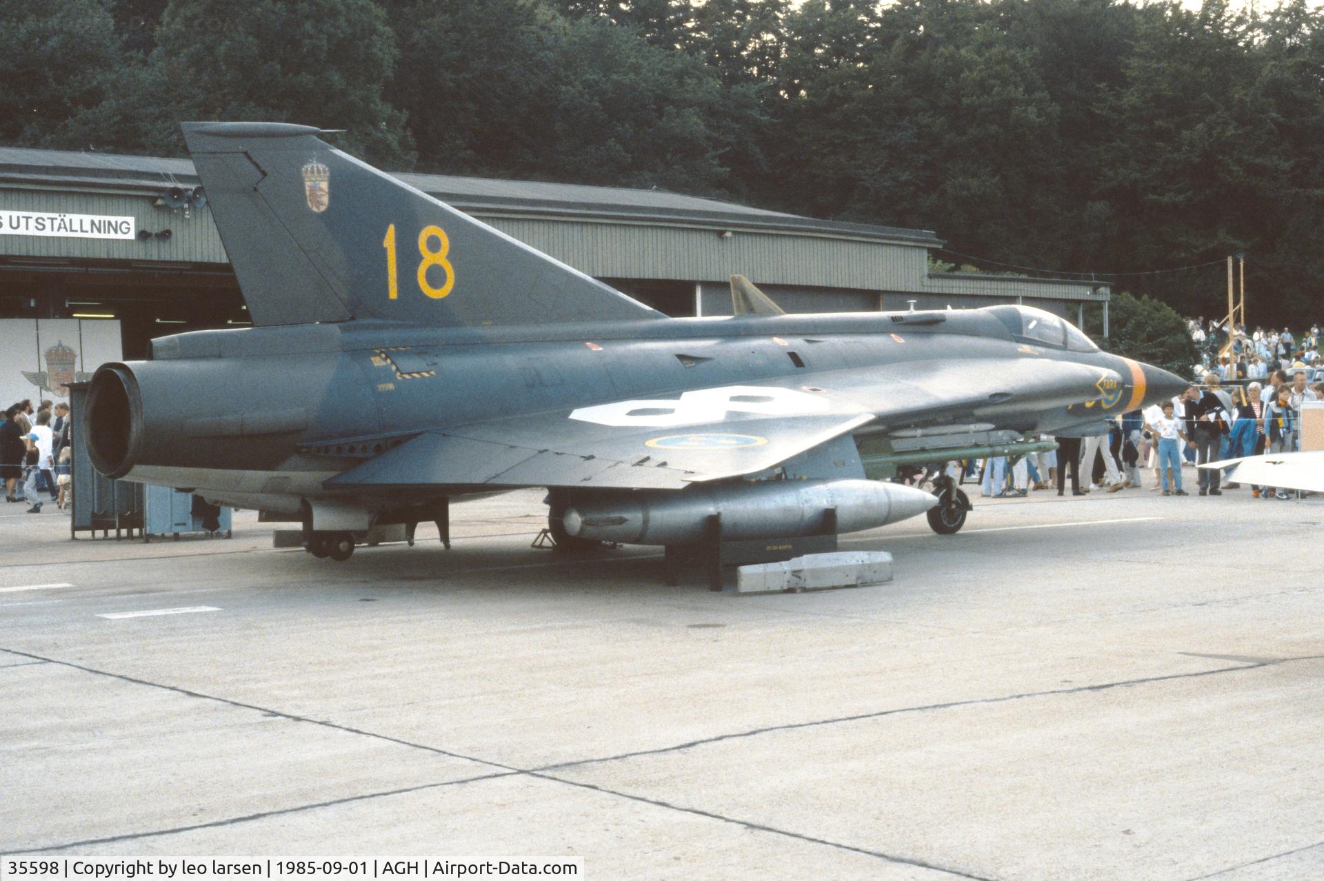 35598, Saab J-35J Draken C/N 35-598, Ängelholm F.10 Air Show 1.9.1985