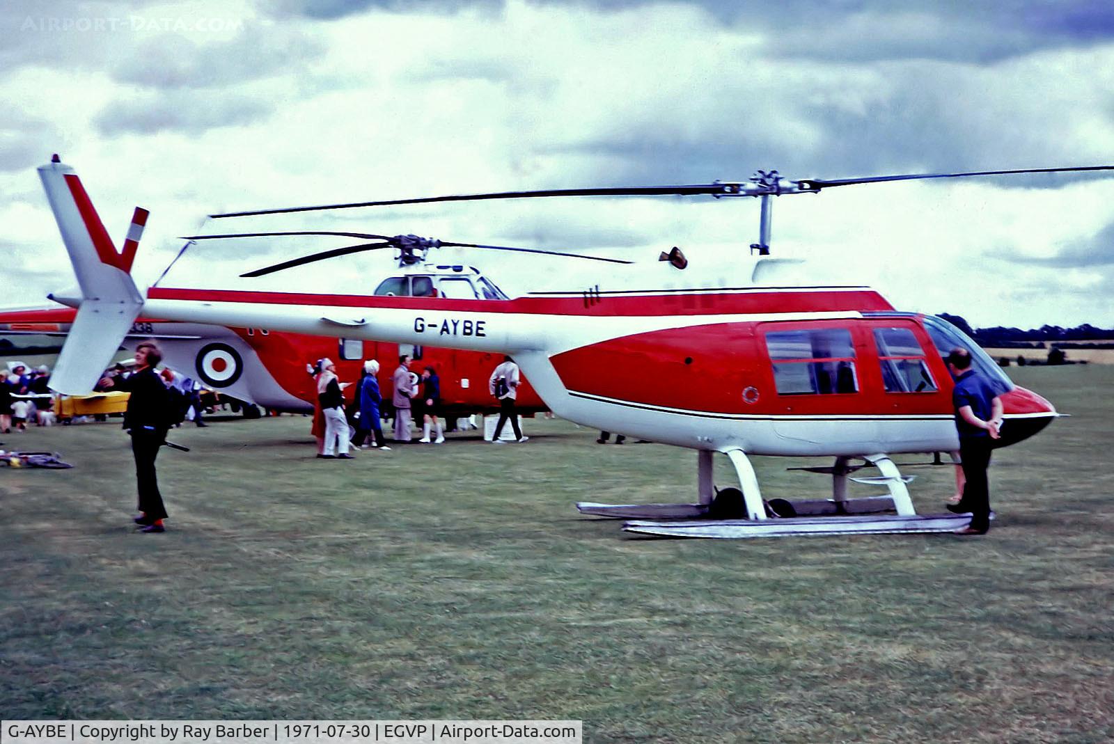 G-AYBE, 1970 Agusta AB-206B JetRanger II C/N 8192, G-AYBE   Agusta-Bell AB.206B Jet Ranger II [8192] (United Marine (1939) Ltd) AAC Middle Wallop~G 30/07/1971. From a slide.