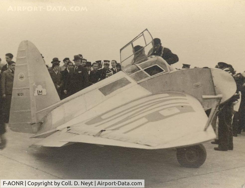 F-AONR, 1935 Fauvel AV-10 C/N 01, 2-seater side- by- side flying wing at Evere airport in late 1930's.
