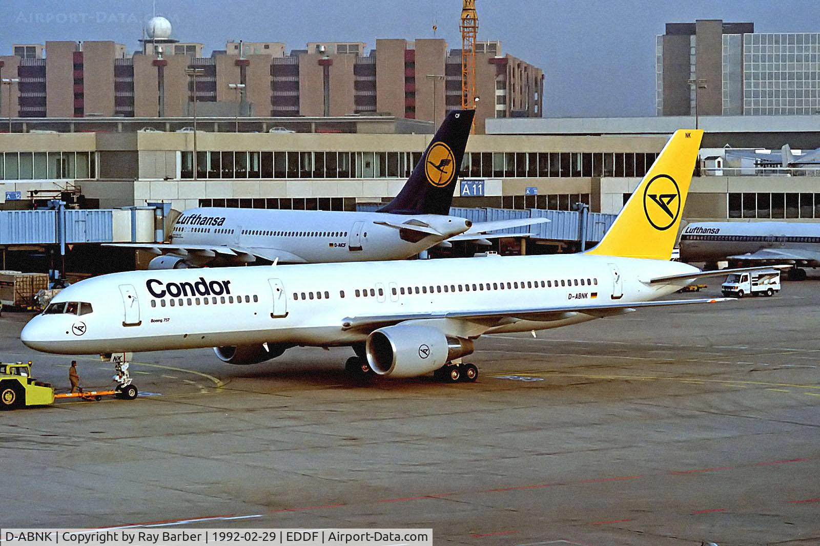 D-ABNK, 1992 Boeing 757-230 C/N 25438, D-ABNK   Boeing 757-230 [25438] (Condor) Frankfurt Int'l~D 29/02/1992