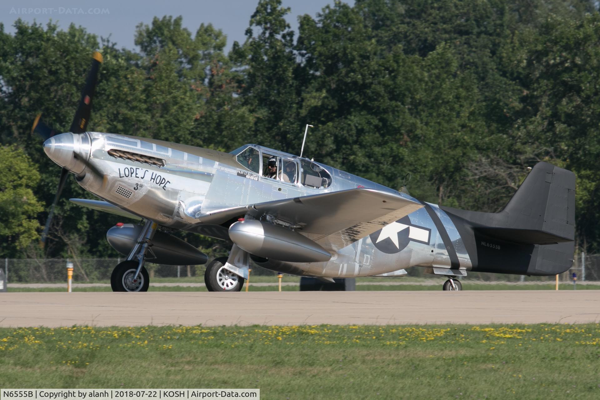 N6555B, 1943 North American P-51C Mustang C/N 103-26538, Arriving at AirVenture 2018