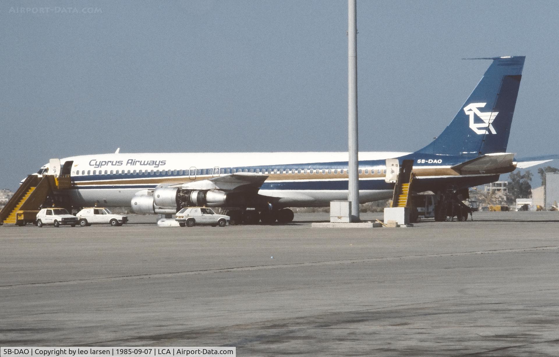 5B-DAO, 1960 Boeing 707-123B C/N 18054, Larnaca 7.9.1985 