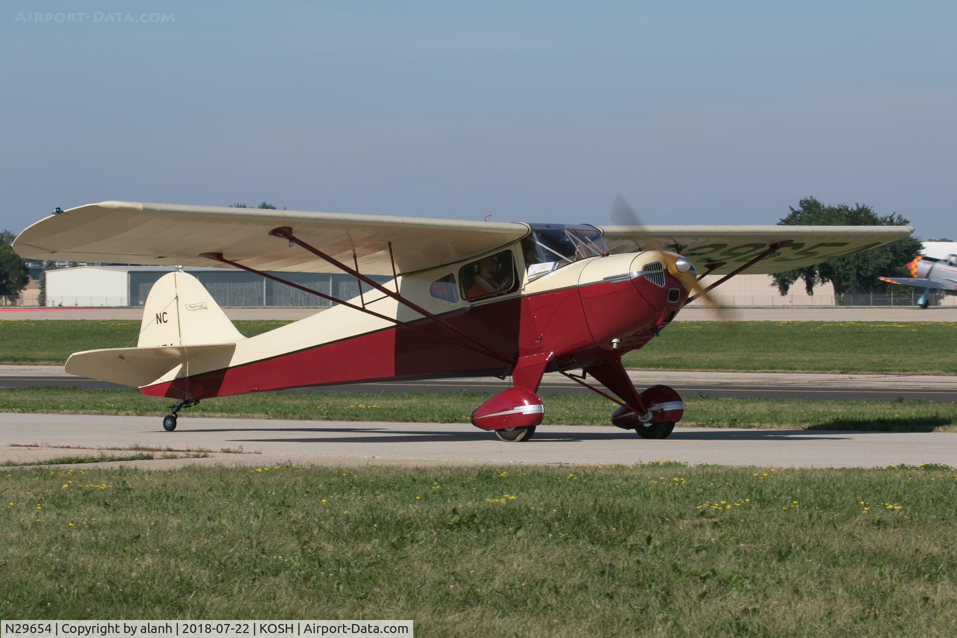 N29654, 1941 Taylorcraft BC12-65 C/N 2542, Arriving at AirVenture 2018
