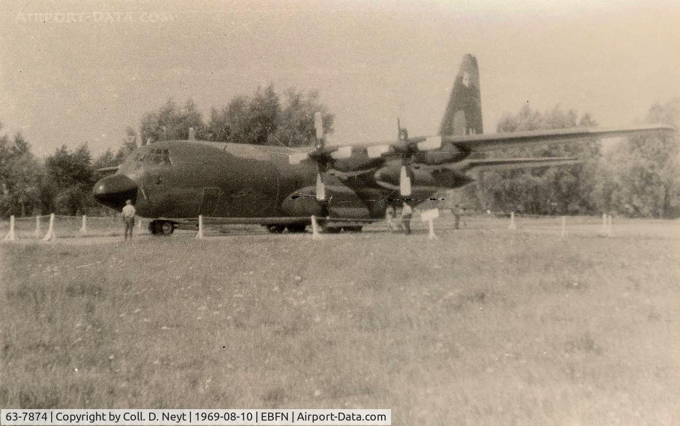 63-7874, 1963 Lockheed C-130E Hercules C/N 382-3944, 63-7874 tail code LN at Koksijde airshow in 1969.