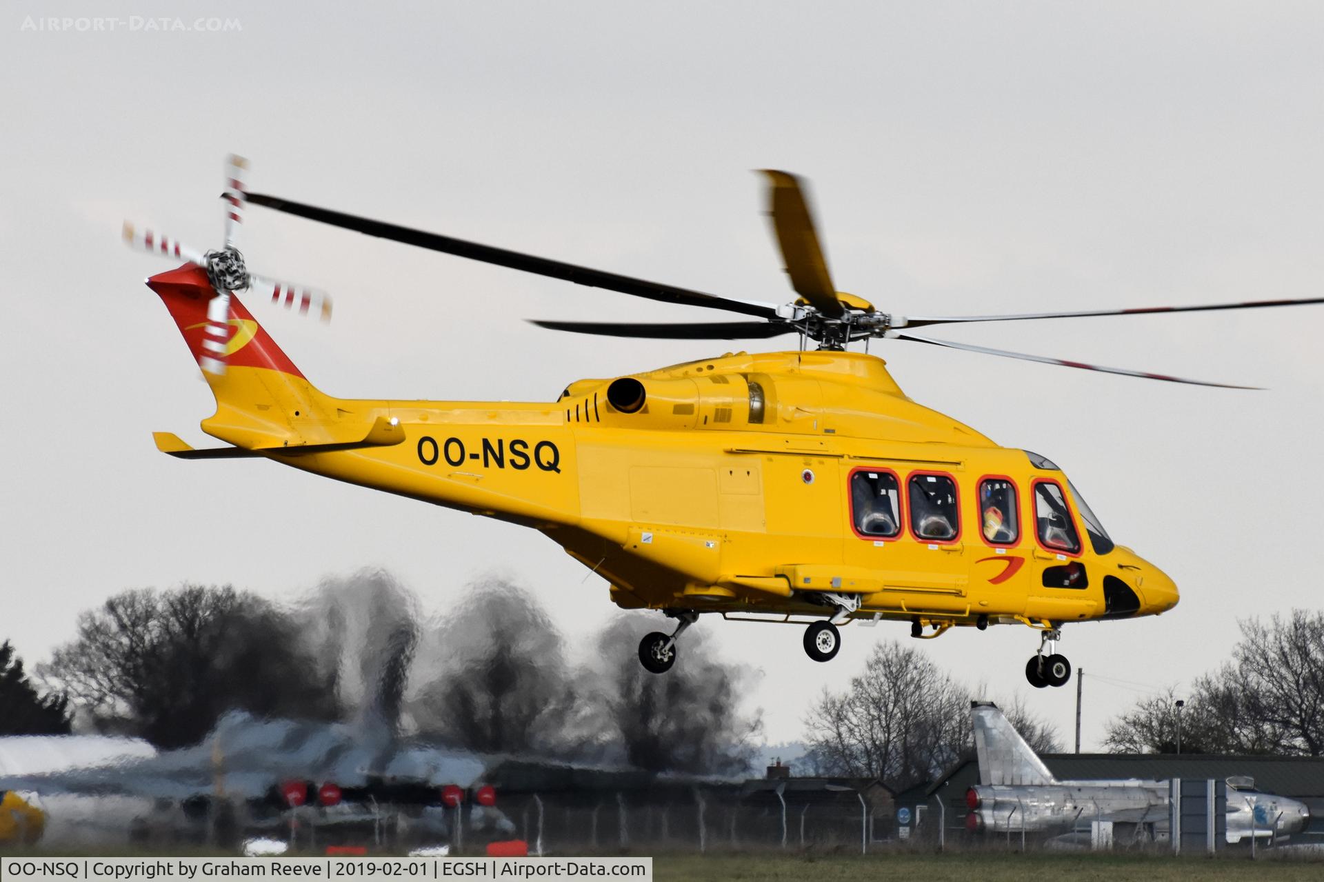 OO-NSQ, 2018 AgustaWestland AW-139 C/N 41513, Departing from Norwich.