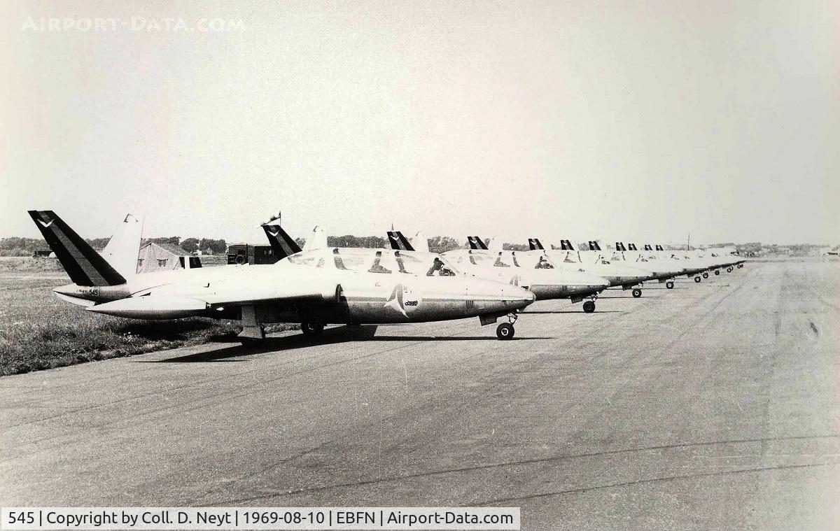 545, Fouga CM-170 Magister C/N 545, 545 in the foreground of the French aerobatic demo team ( Patrouille de France ) at Koksijde airshow in 1969.