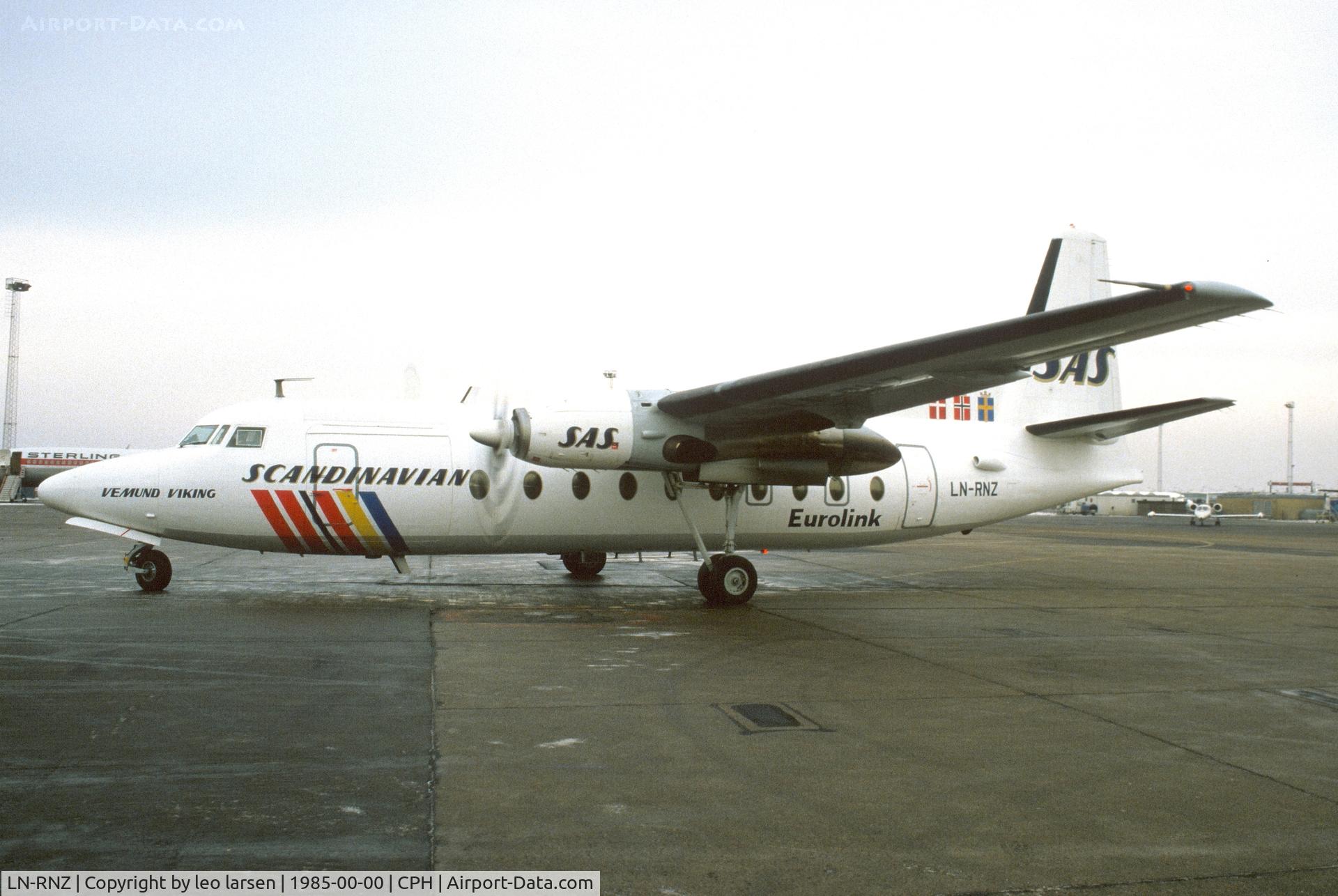 LN-RNZ, 1968 Fokker F.27-600 Friendship C/N 10386, Copenhagen 1985