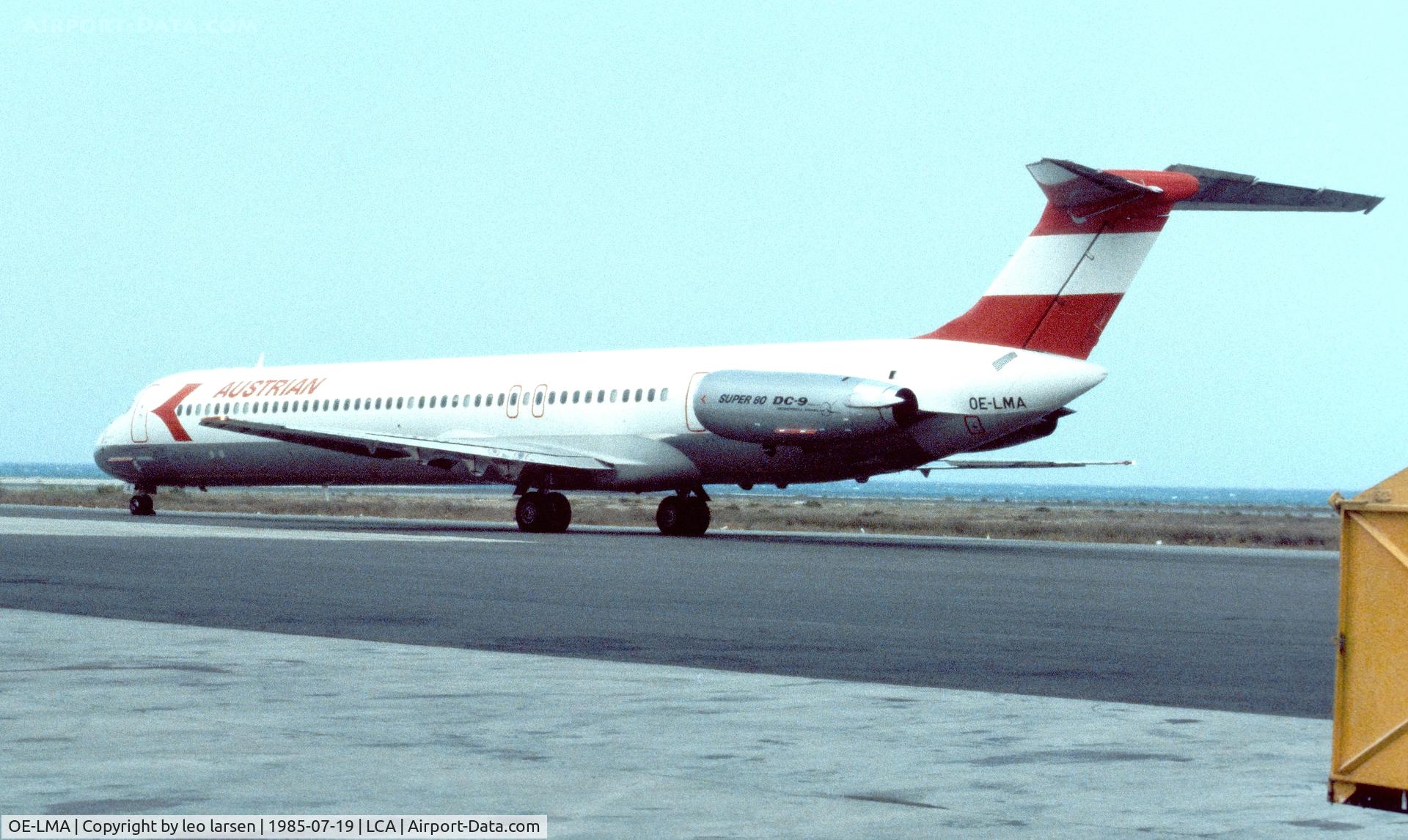 OE-LMA, 1985 McDonnell Douglas MD-82 (DC-9-82) C/N 49278/1183, Larnaca 19.7.1985