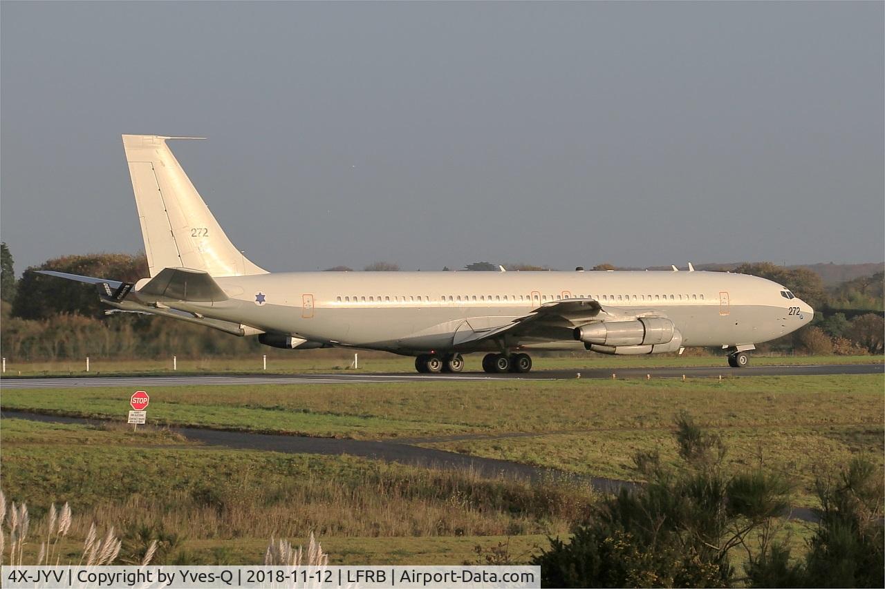 4X-JYV, 1975 Boeing 707-3L6C C/N 21096, Israeli Air Force Boeing 707-3L6C, Taxiing rwy 25L, Brest-Bretagne Airport (LFRB-BES)