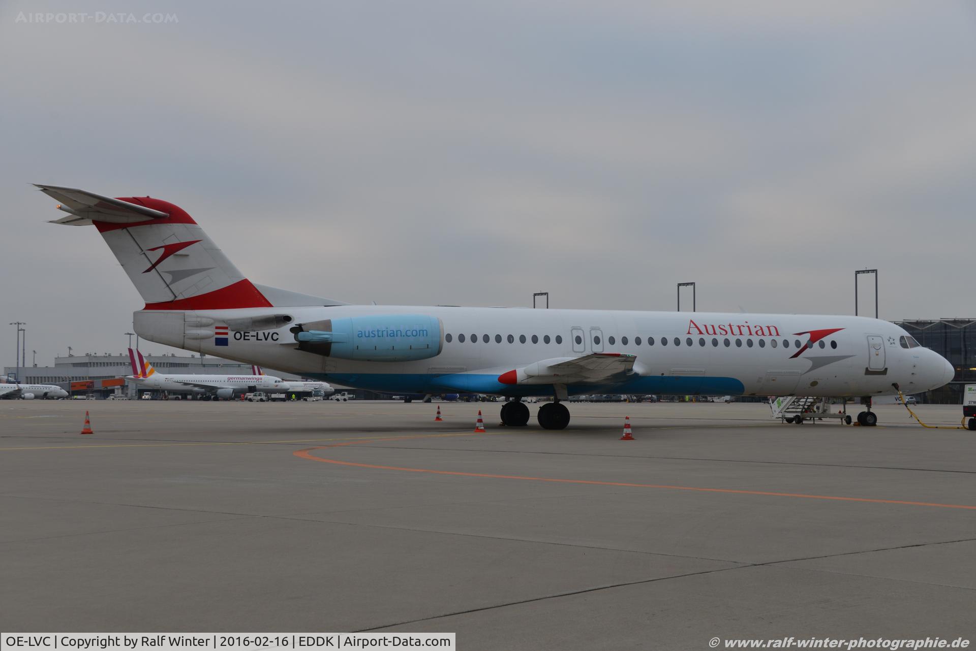 OE-LVC, 1993 Fokker 100 (F-28-0100) C/N 11446, Fokker 100 F28-0100 - OS AUA Austrian Airlines 'Tirana' - 11446 - OE-LVC - 16.12.2016 - CGN