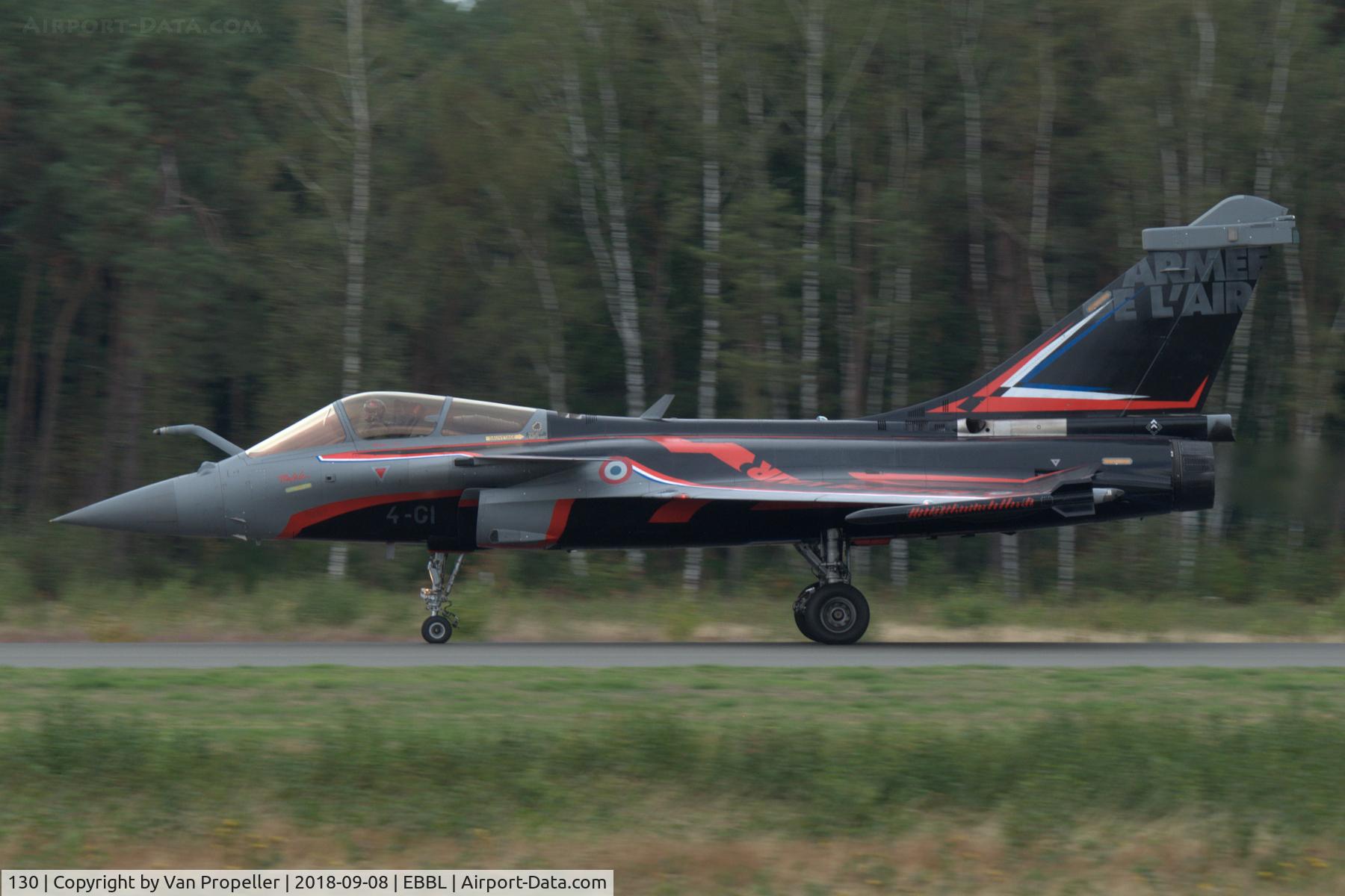 130, Dassault Rafale C C/N 130, French Air Force Dassault Rafale C (4-GI) landing after its display at Kleine Brogel air base, Belgium, air show 2018