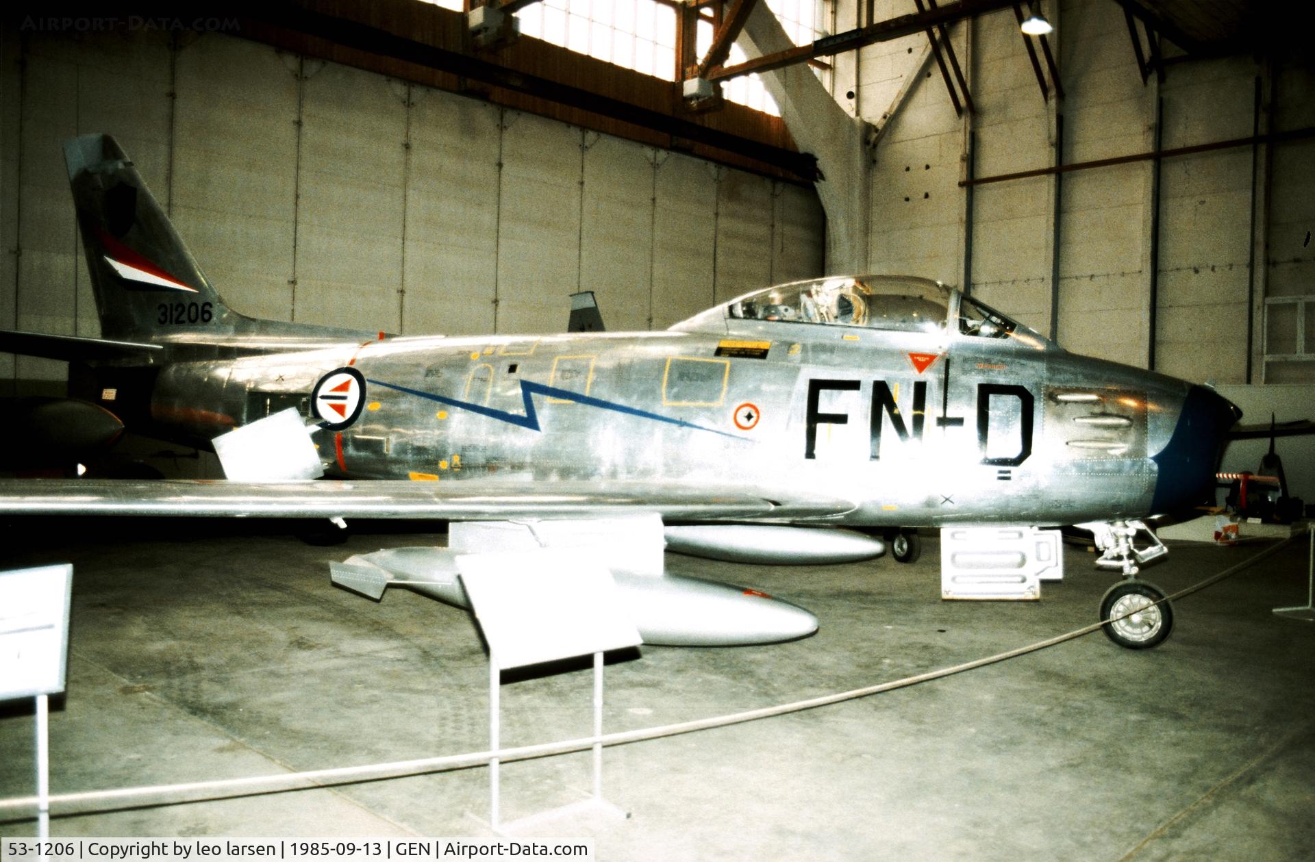 53-1206, North American F-86F-35-NA C/N 202-135, Oslo Gardermoen Museum 13.9.1985