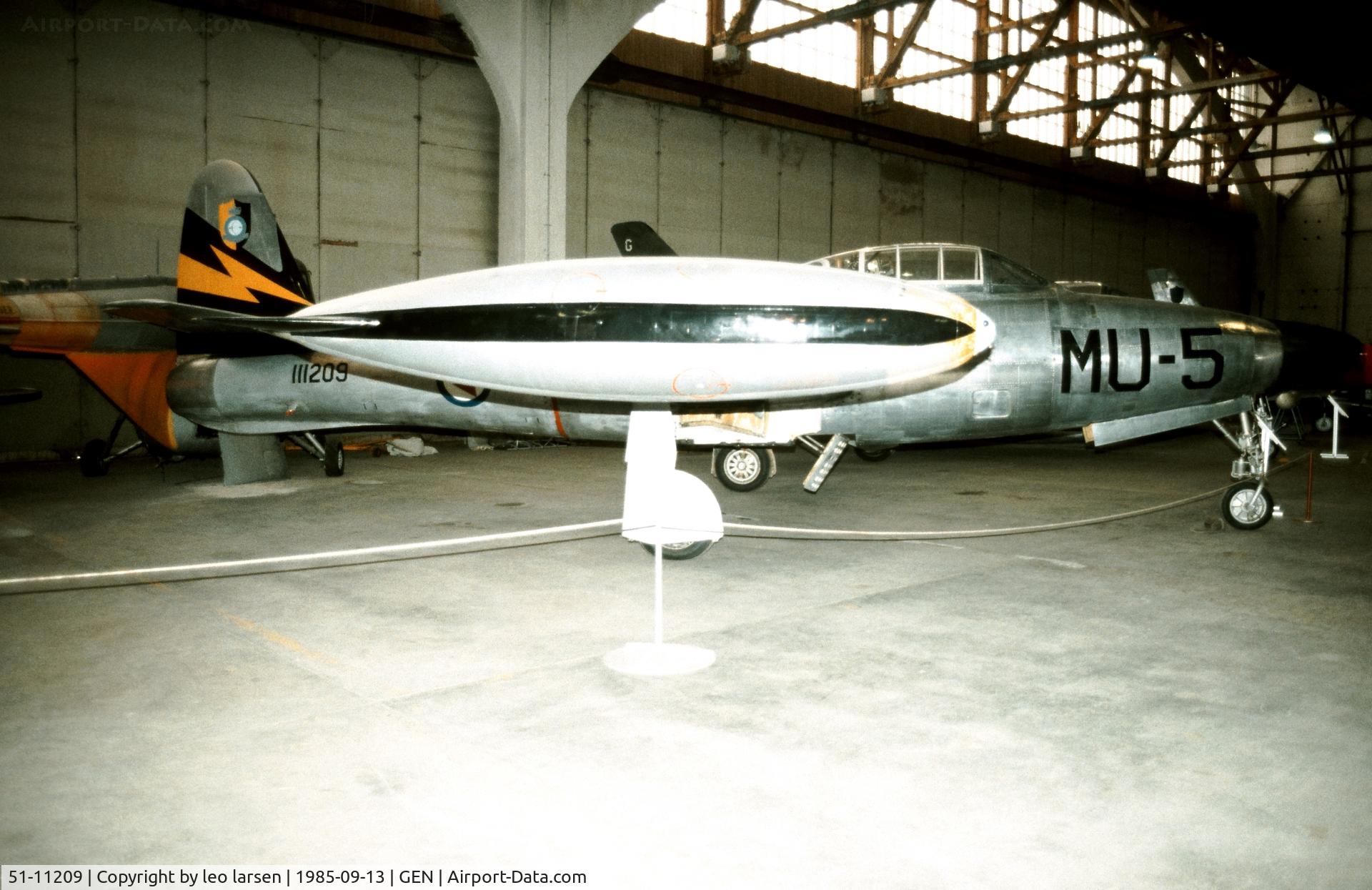 51-11209, 1951 Republic F-84G Thunderjet C/N 2142-1660B, Oslo Gardermoen Museum 13.9.1985