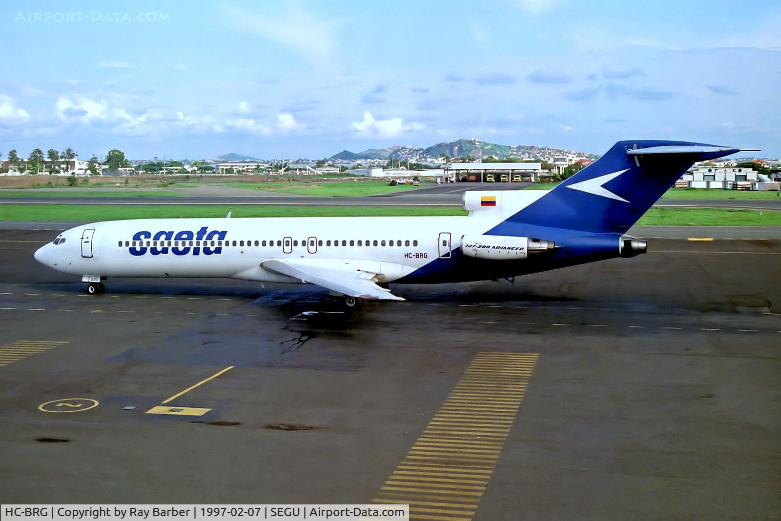HC-BRG, 1974 Boeing 727-282 C/N 20973, HC-BRG   Boeing 727-282 [20973] (SAETA Air Ecuador) Guayaquil-Simon Bolivar Int'l~HC 07/02/1997