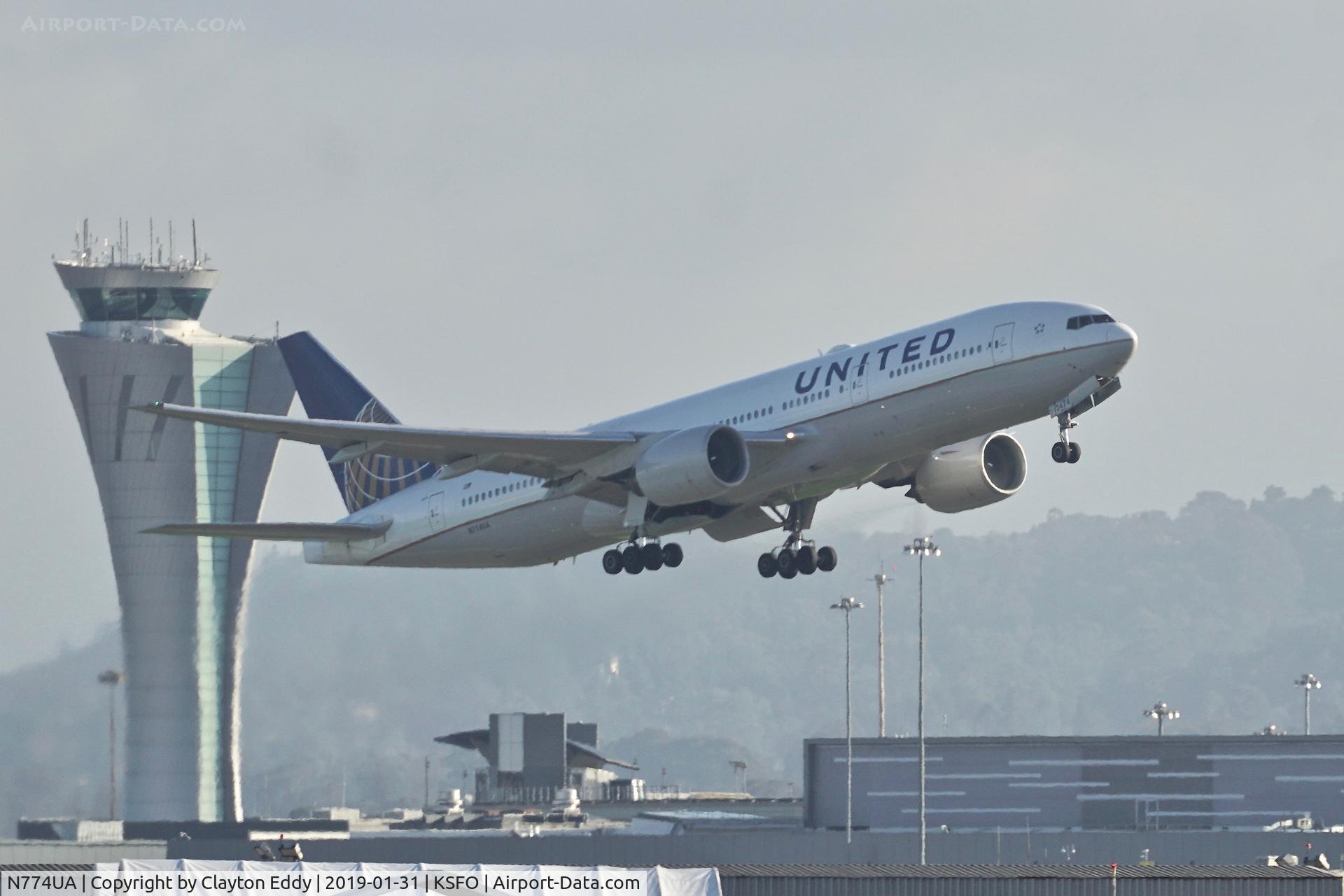 N774UA, 1996 Boeing 777-222 C/N 26936, SFO 2019.