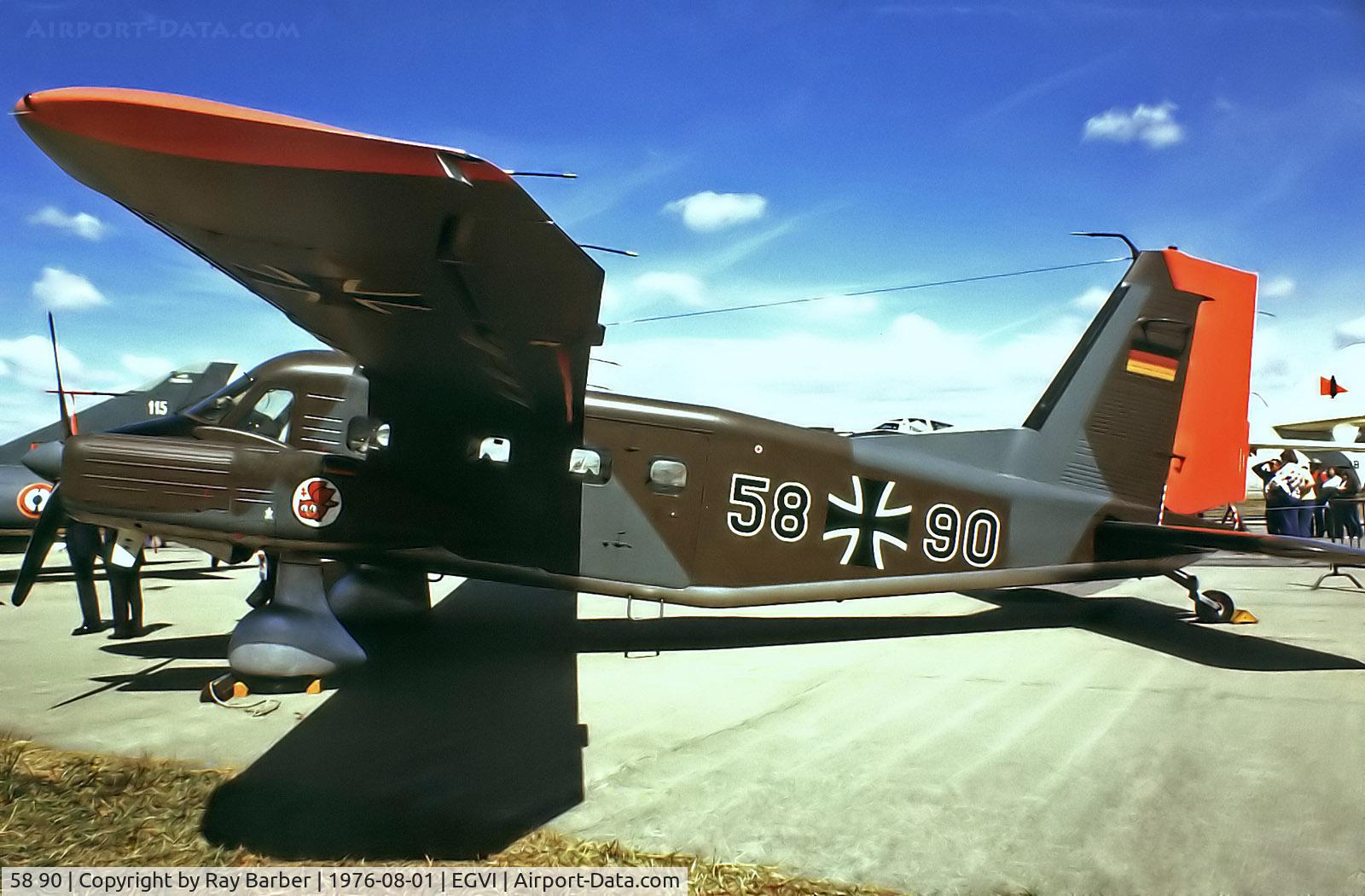58 90, 1973 Dornier Do-28D-2 Skyservant C/N 4165, 58+90   Dornier Do.28D-2 Skyservant [4165] (German Air Force) RAF Greenham Common~G 01/08/1976. From a slide.