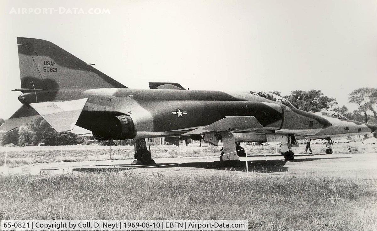 65-0821, 1964 McDonnell RF-4C Phantom II C/N 1208, At Koksijde airshow in 1969.  The aircraft crashed near Godmanchester , Hunts, England on Dec.11, 1970.32nd TRS, 10th TRW .
