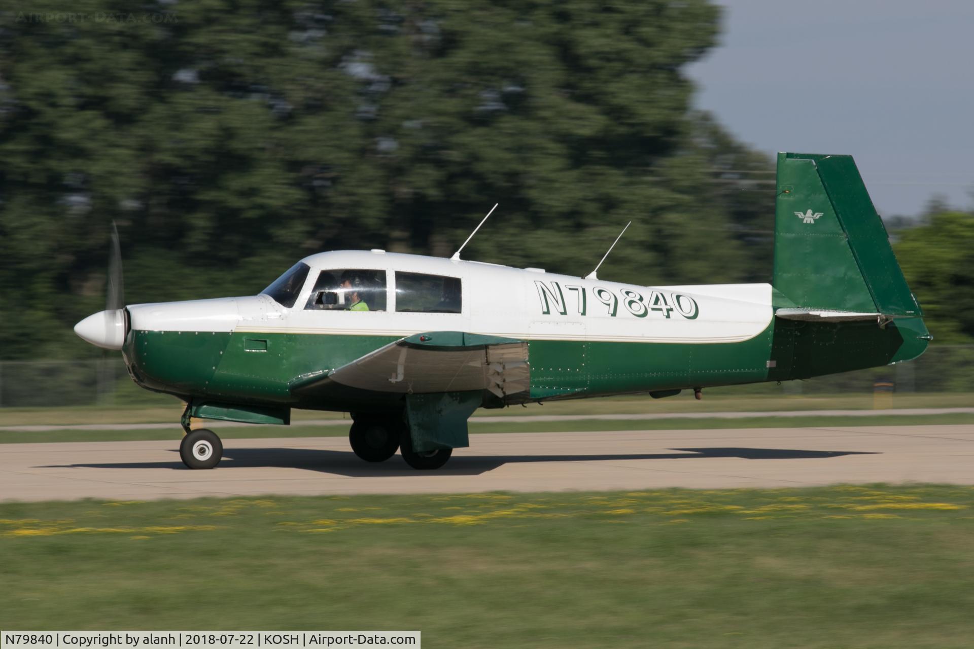 N79840, 1964 Mooney M20E C/N 504, Arriving at AirVenture 2018 (in company with 60 other Mooneys)