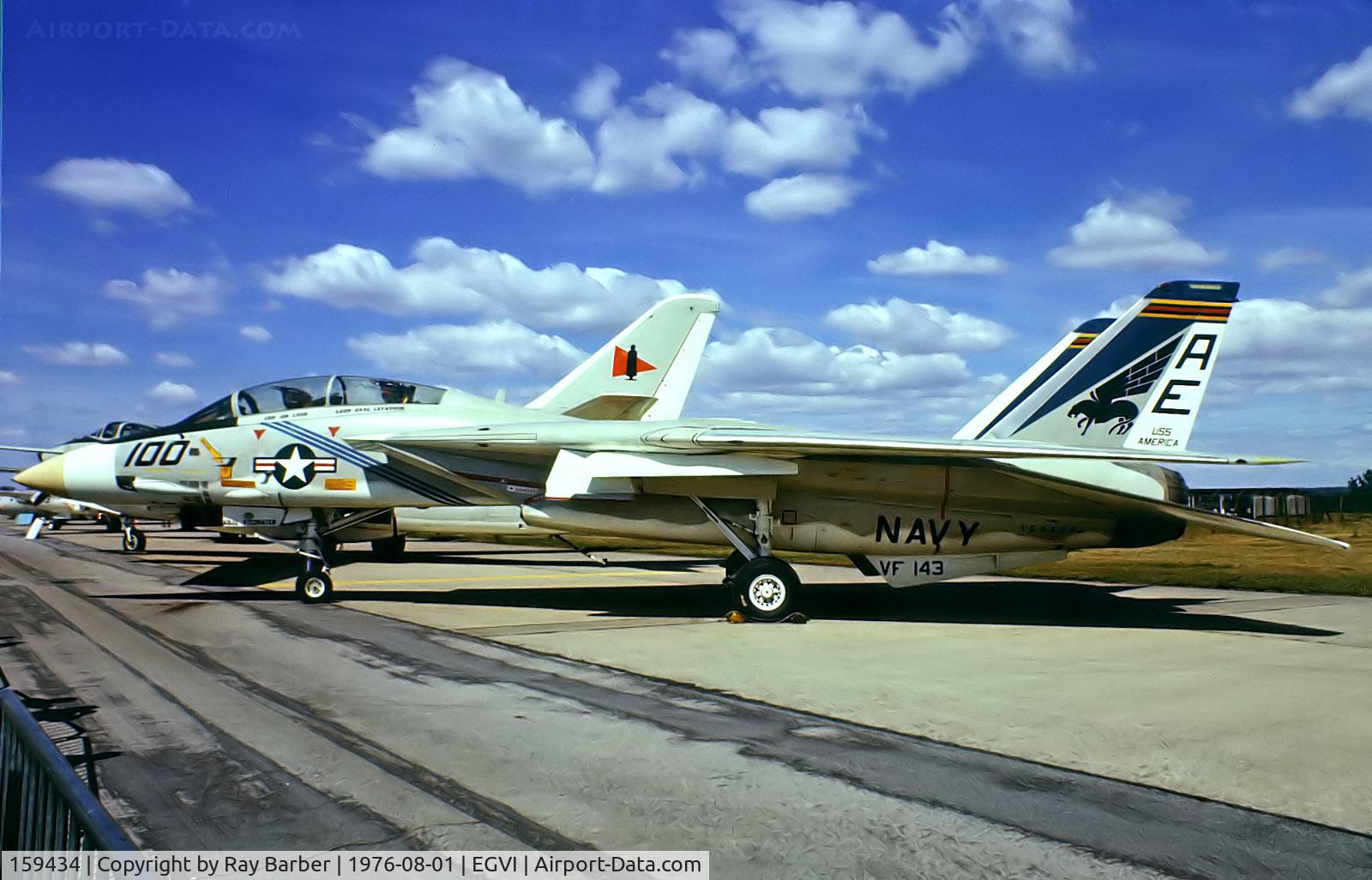 159434, Grumman F-14A Tomcat C/N 100, 159434   Grumman F-14A Tomcat [100] (United States Navy) RAF Greenham Common~G 01/08/1976. From a slide.