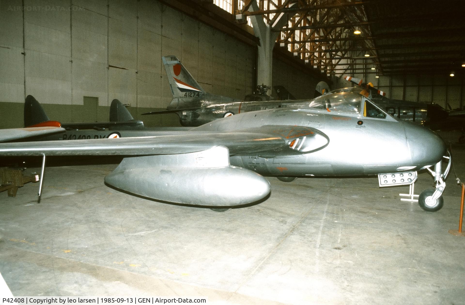 P42408, De Havilland DH-100 Vampire F.3 C/N EEP42408, Oslo Gardermoen Museum 13.9.1985