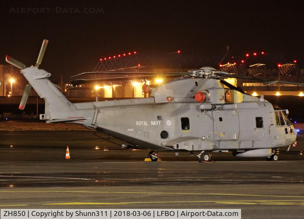ZH850, 2000 AgustaWestland EH-101 Merlin HM.2 C/N 50125, Parked at the General Aviation area for a night stop...