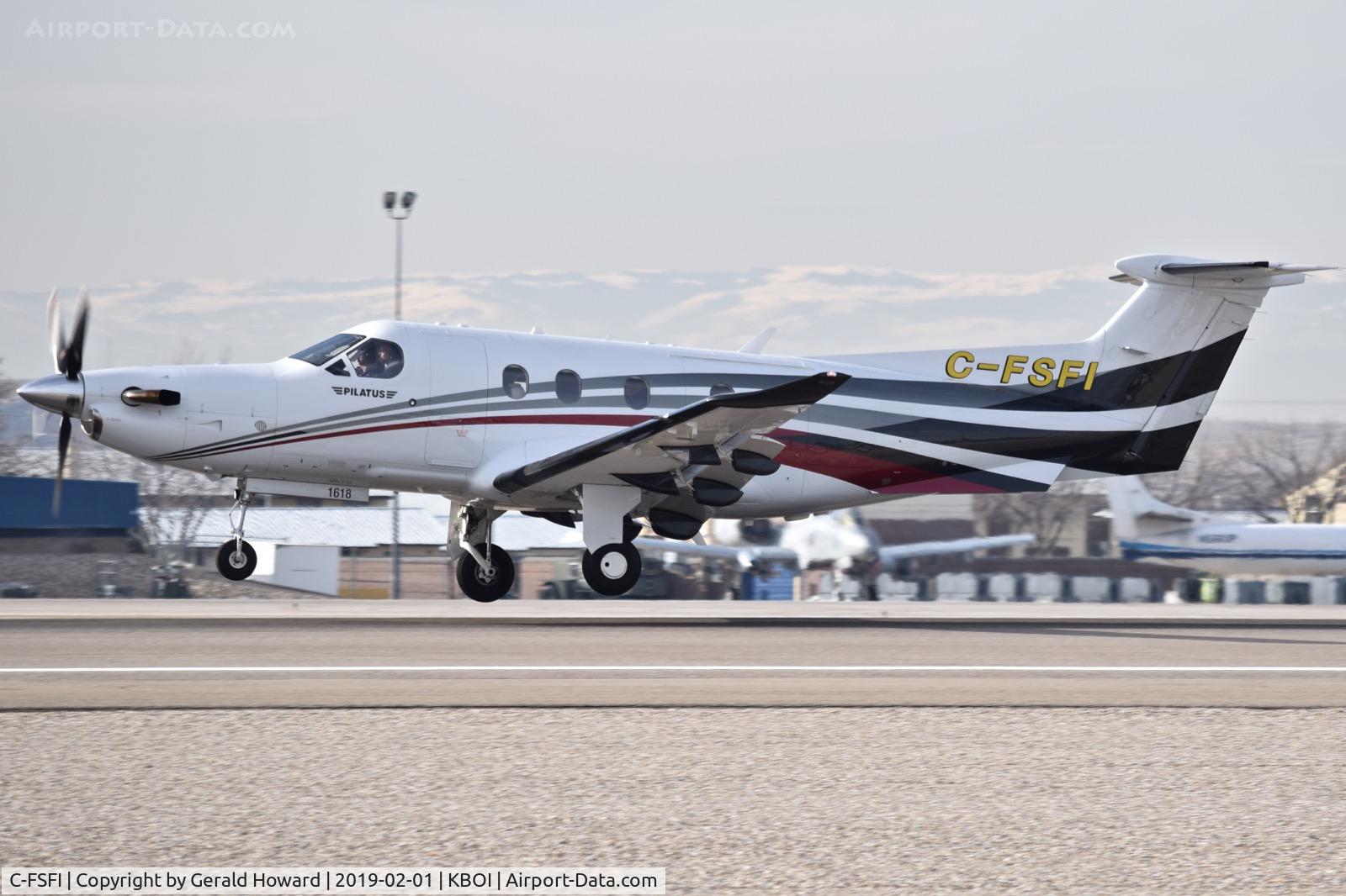 C-FSFI, 2016 Pilatus PC-12/47E C/N 1618, Departing BOI.