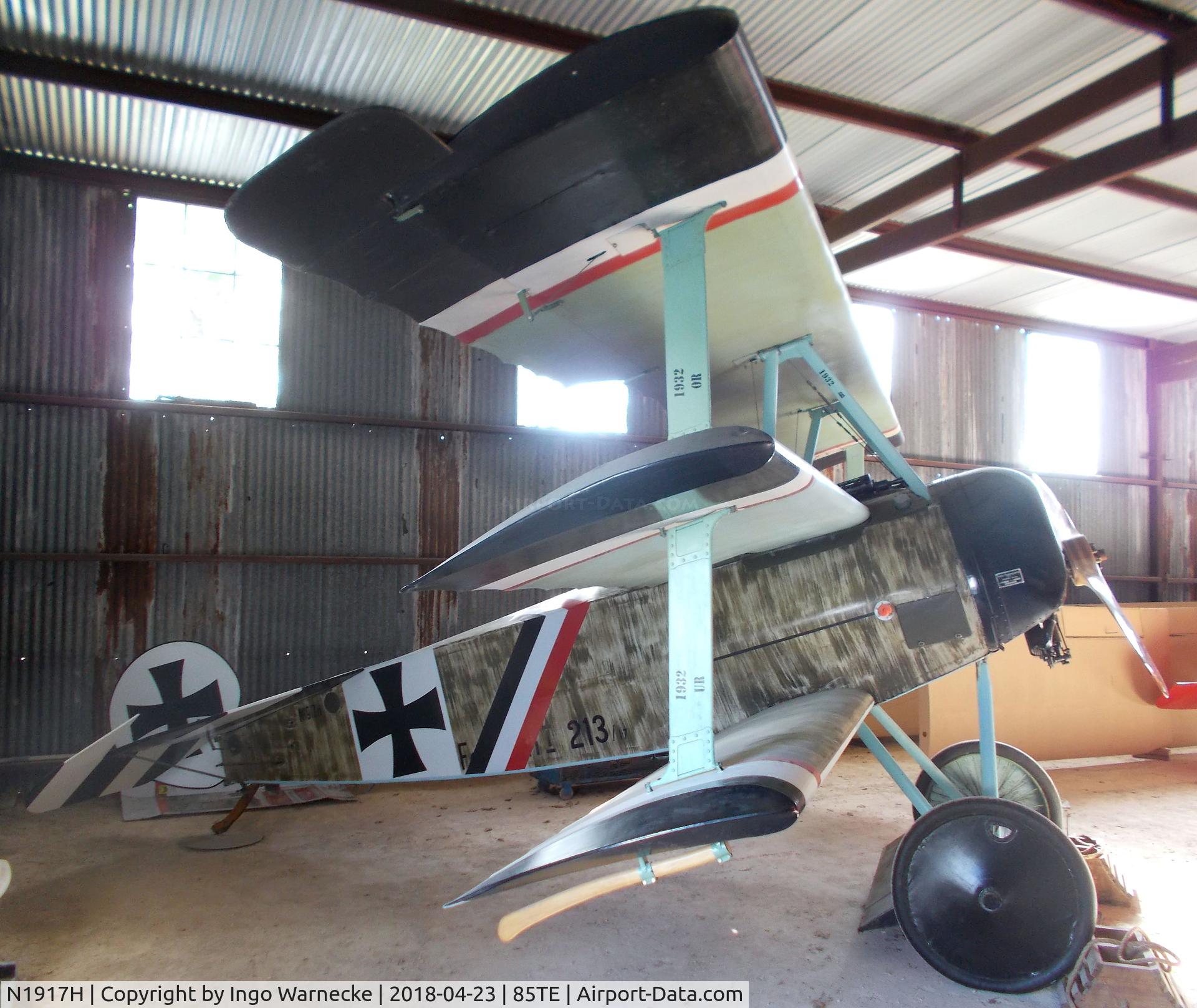 N1917H, 2003 Fokker Dr.1 Triplane Replica C/N VA4, Fokker Dr I replica at the Pioneer Flight Museum, Kingsbury TX