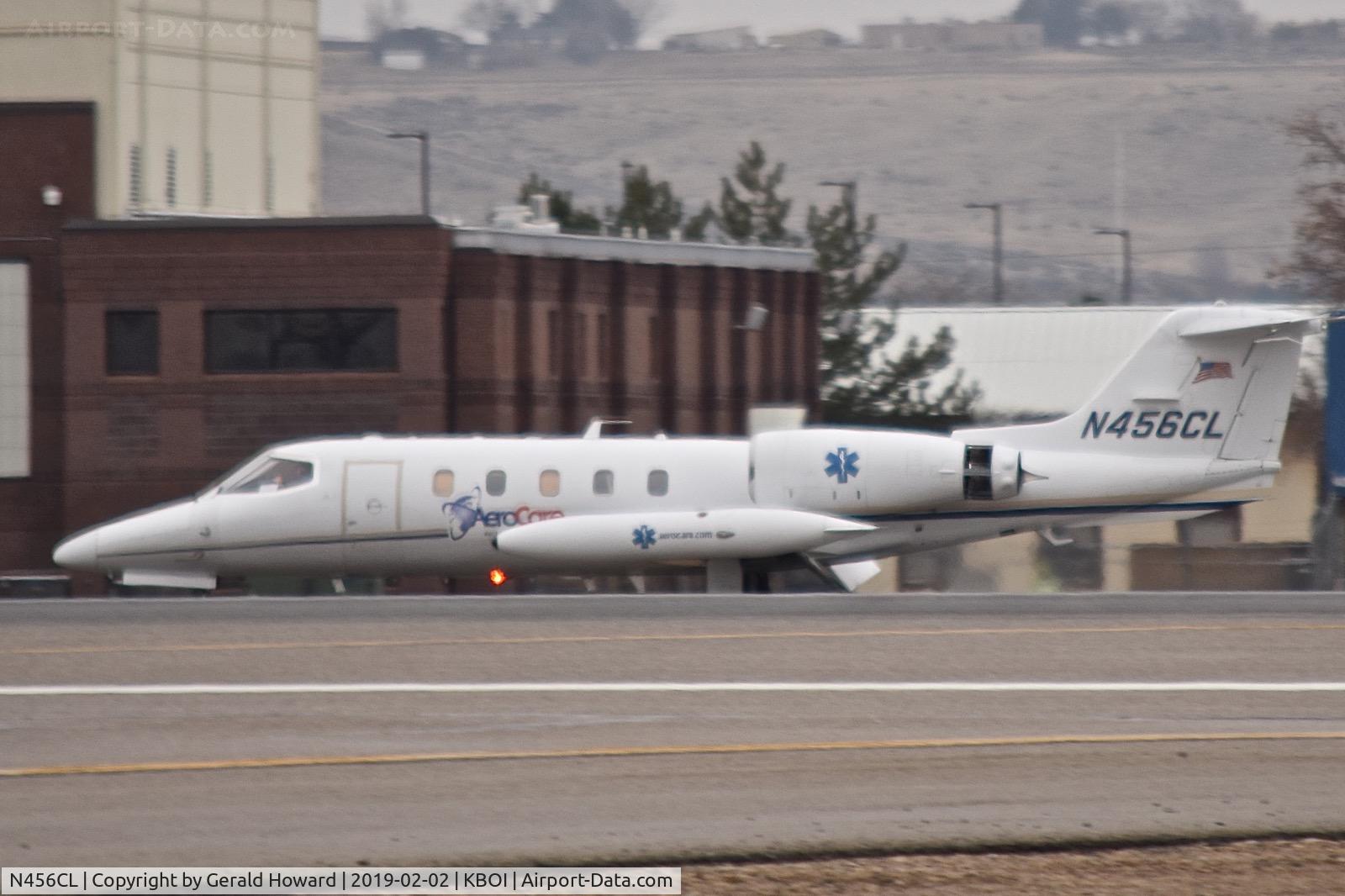 N456CL, 1981 Gates Learjet Corp. 35A C/N 456, Landing roll out on the parallel RWY 10R.