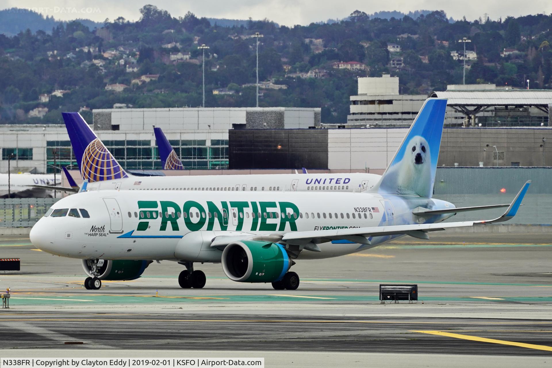 N338FR, 2018 Airbus A320-251N C/N 8402, SFO 2019.