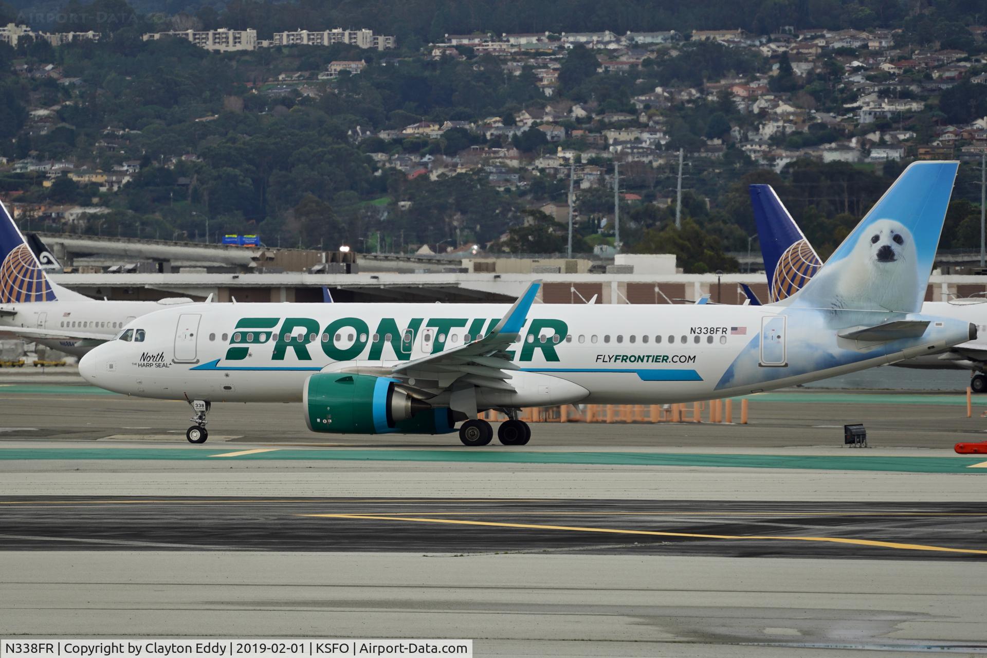 N338FR, 2018 Airbus A320-251N C/N 8402, SFO 2019.