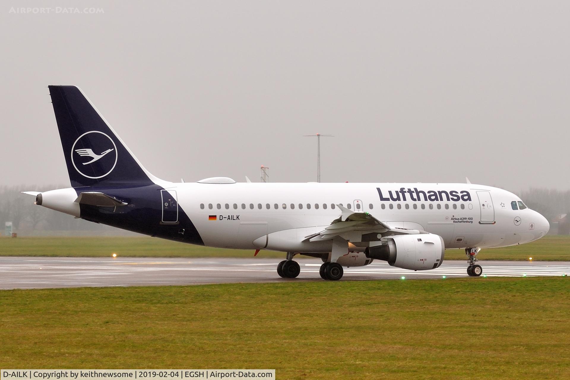 D-AILK, 1997 Airbus A319-114 C/N 679, Leaving for Frankfurt following paintwork.