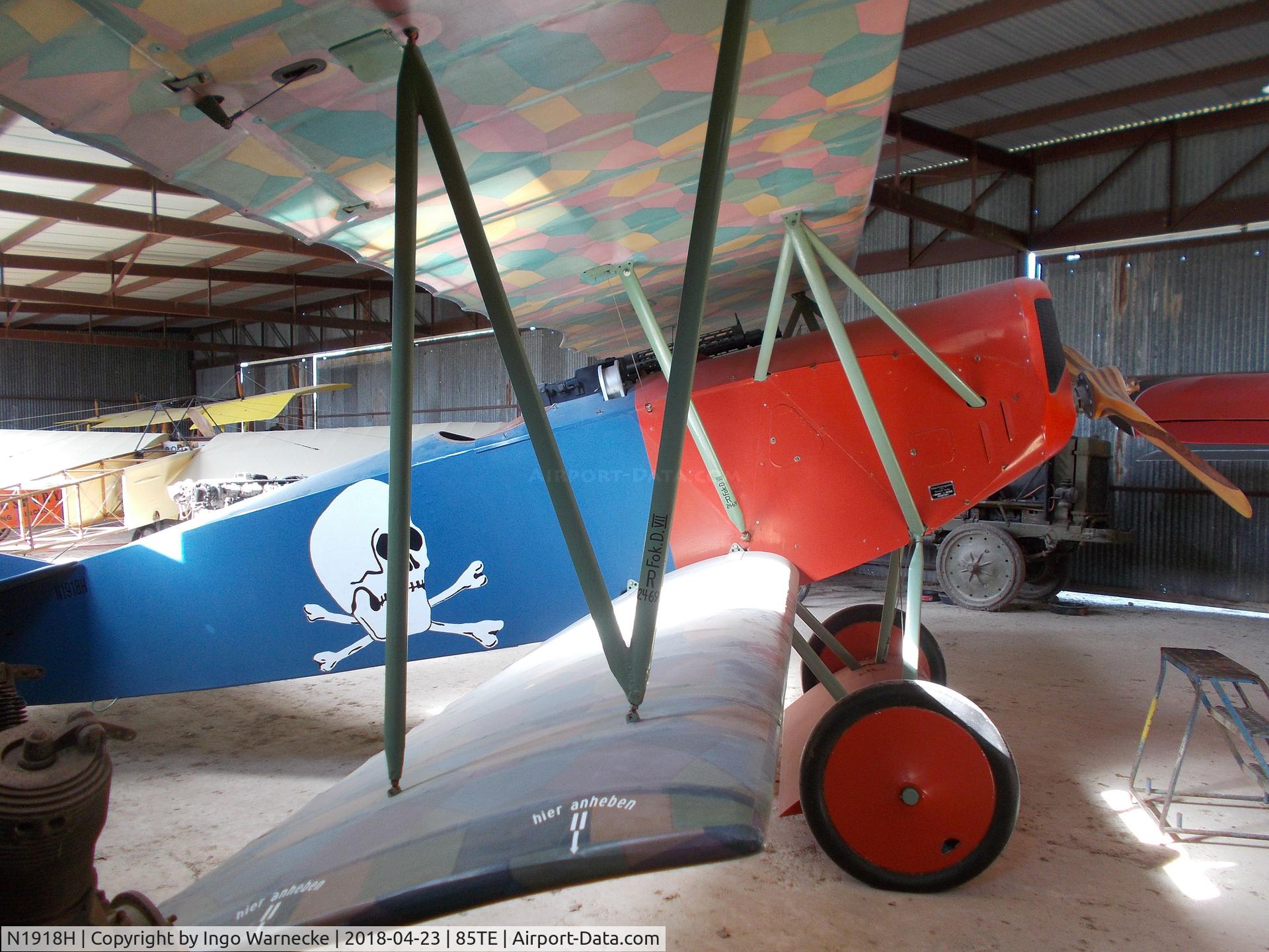 N1918H, Fokker D-VII Replica C/N VA3, Fokker D VII replica at the Pioneer Flight Museum, Kingsbury TX