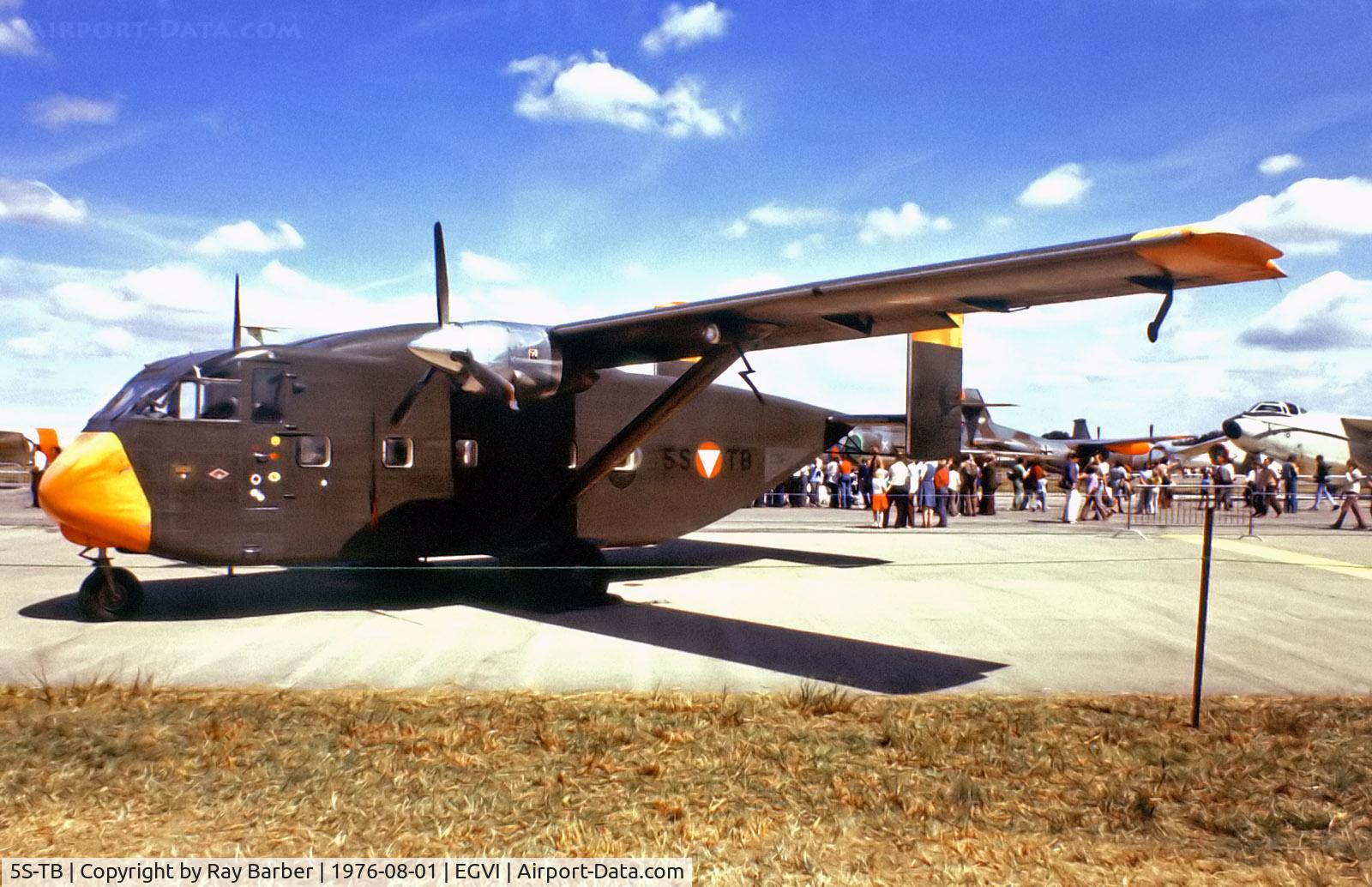 5S-TB, 1969 Short SC-7 Skyvan 3M-400 C/N SH.1860, 5S-TB   Short SC-7 3M-400 Skyvan [SH1860] (Austrian Air Force) RAF Greenham Common~G 01/08/1976. From a slide.
