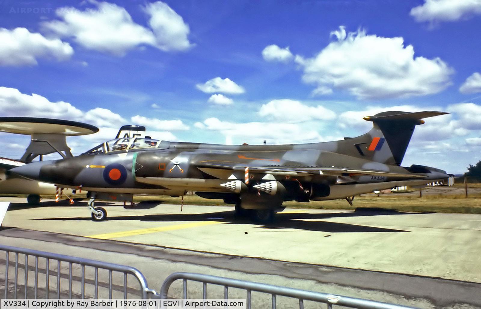 XV334, 1967 Hawker Siddeley Buccaneer S.2B C/N B3-12-66, XV334   Blackburn Buccaneer S.2B [B3-12-66] (Royal Air Force) RAF Greenham Common~G 01/08/1976. From a slide.