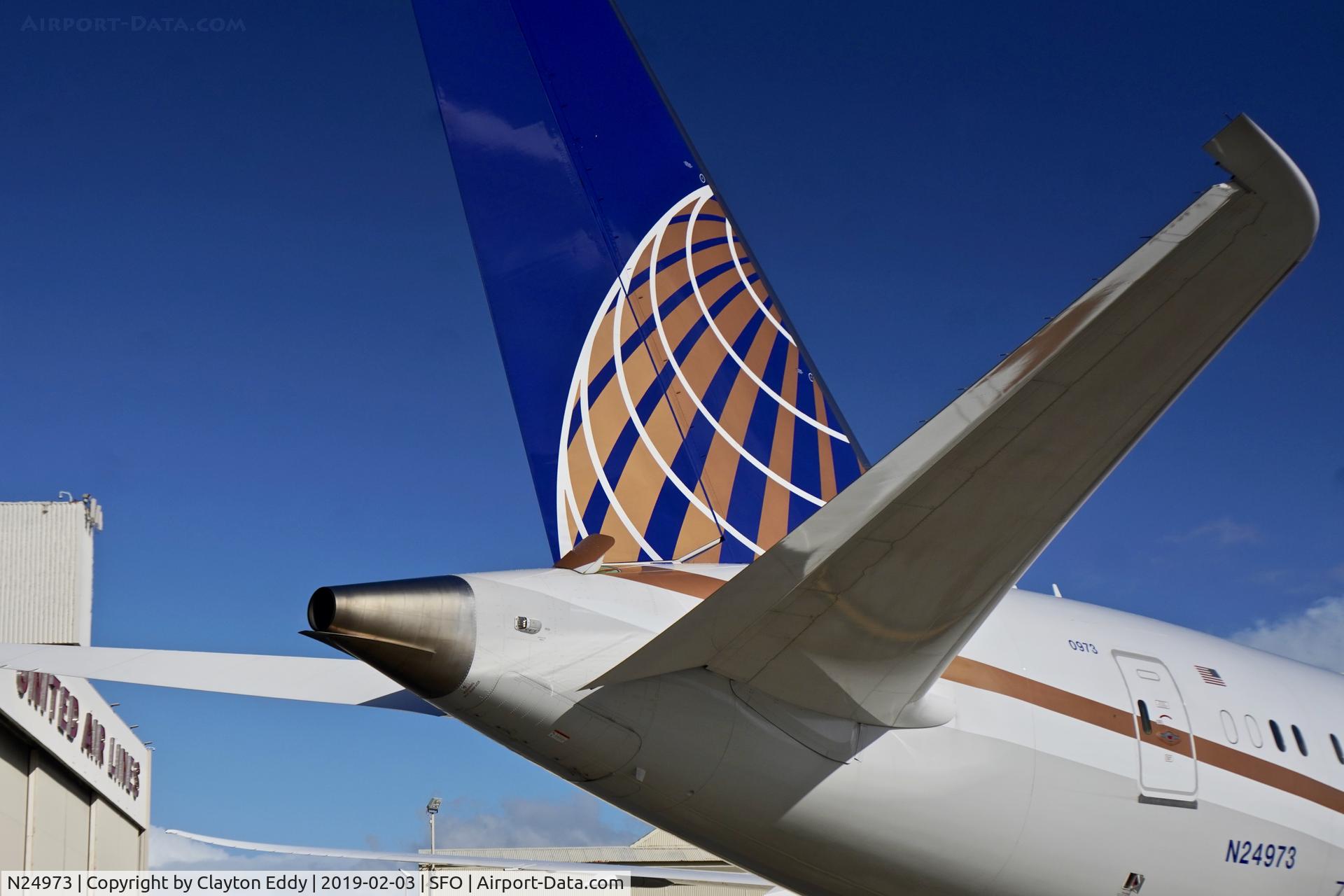 N24973, 2018 Boeing 787-9 Dreamliner Dreamliner C/N 40941, APU running. SFO 2019.