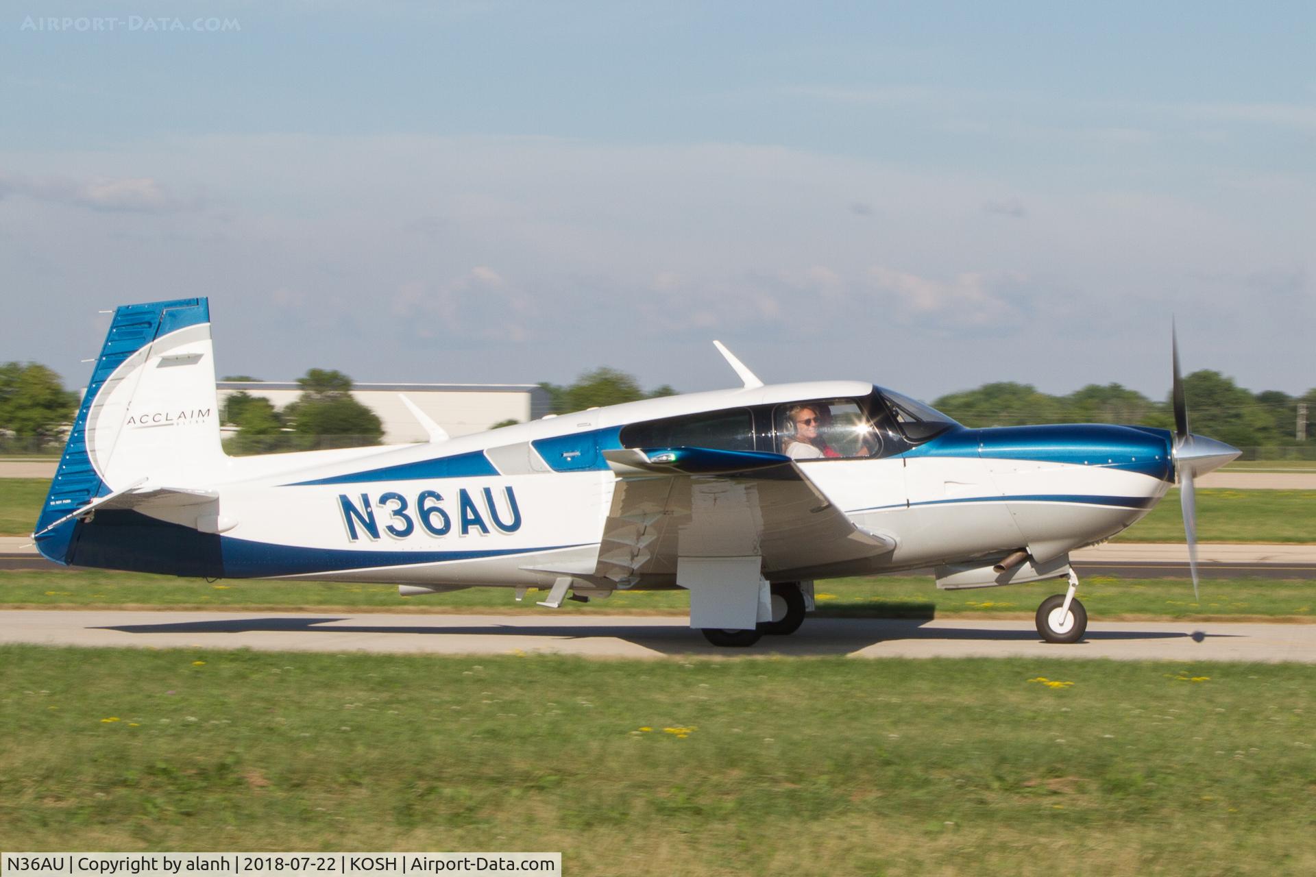 N36AU, 2018 Mooney M20V C/N 33-0004, Taxying after arrival at AirVenture 2018