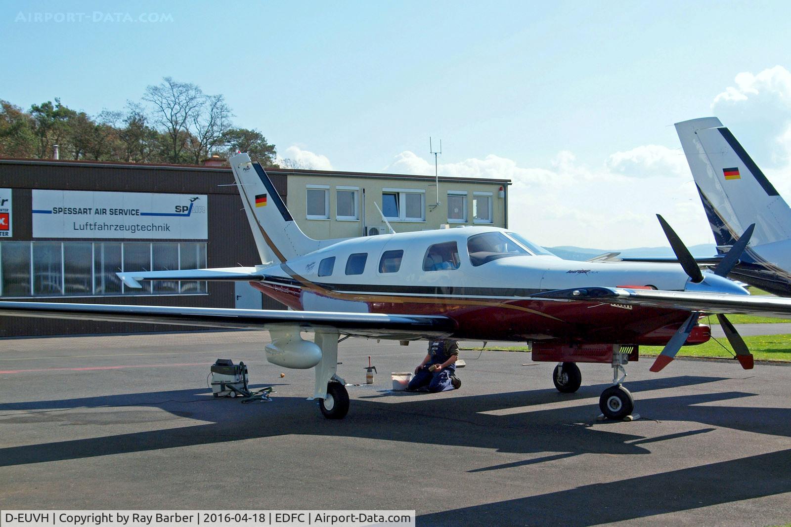 D-EUVH, Piper PA-46-350P JetPROP DLX Malibu Mirage C/N 4636345, D-EUVH   Piper PA-46-350P Malibu Mirage JetPROP DLX [4636345] Aschaffenburg-Grossostheim~D 18/04/2016 Seen here being prepared for the German register unmarked.