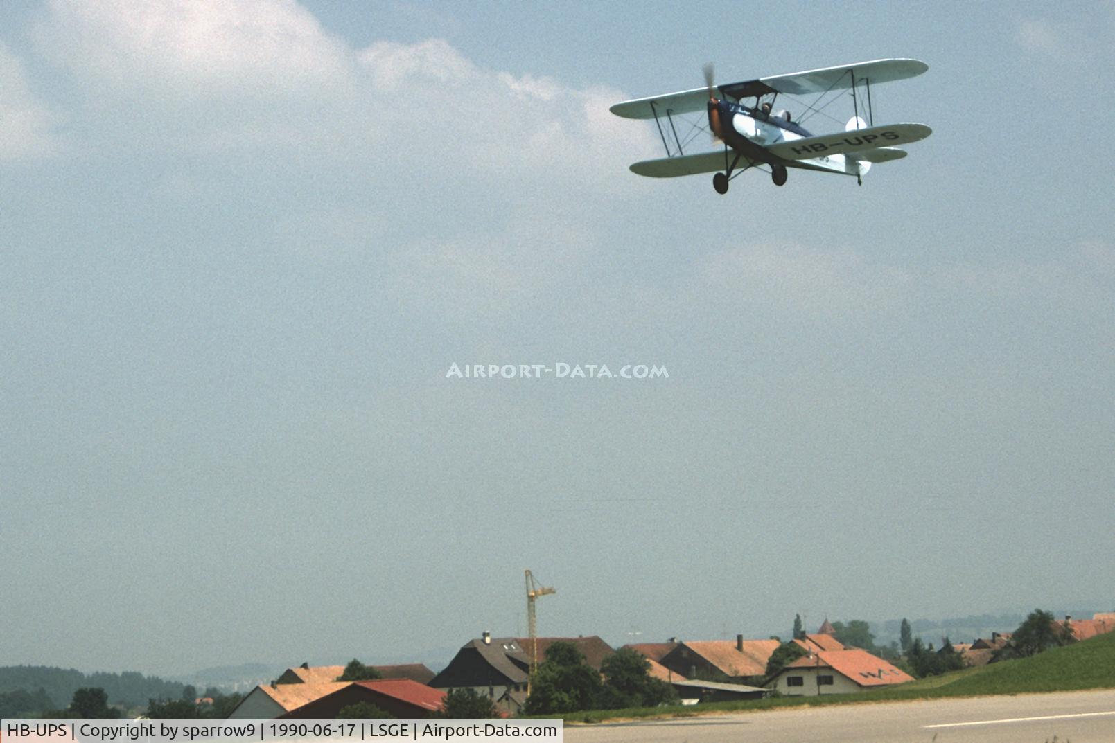 HB-UPS, 1946 Stampe-Vertongen SV-4C C/N 243, Departing RIO Ecuvillens. HB-registered since 1989-05-09
