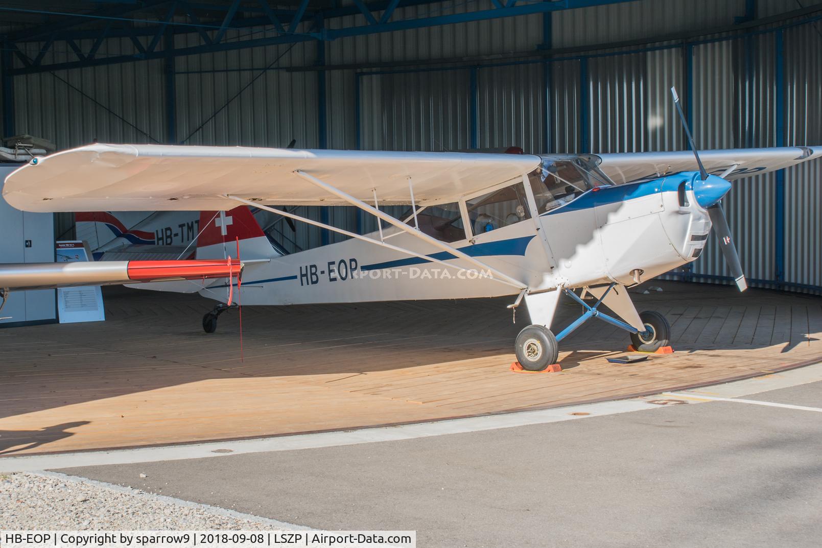 HB-EOP, 1946 Auster J/1 Autocrat C/N 1974, In a round hangar at Biel-Kappelen airfield. Registered in Switzerland since new.