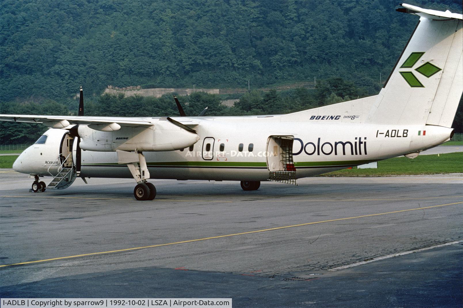 I-ADLB, 1990 De Havilland Canada DHC-8-311 Dash 8 C/N 221, At Lugano-Agno. Scanned from a slide.