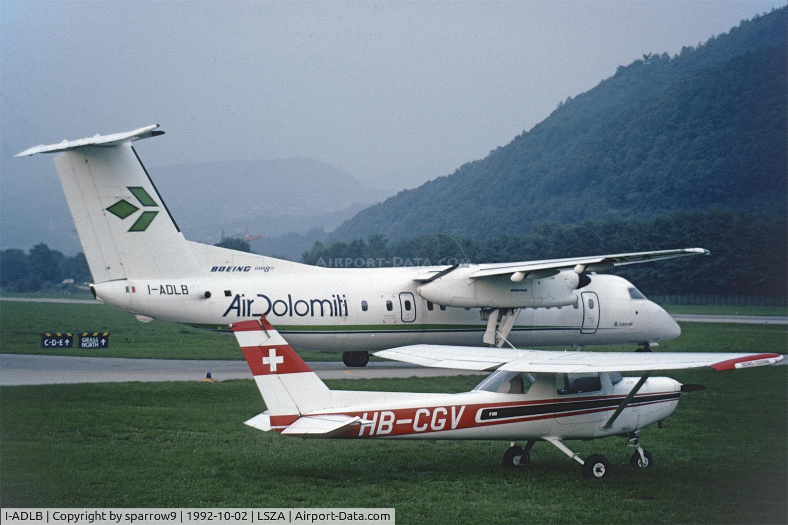 I-ADLB, 1990 De Havilland Canada DHC-8-311 Dash 8 C/N 221, At Lugano-Agno. Scanned from a slide.