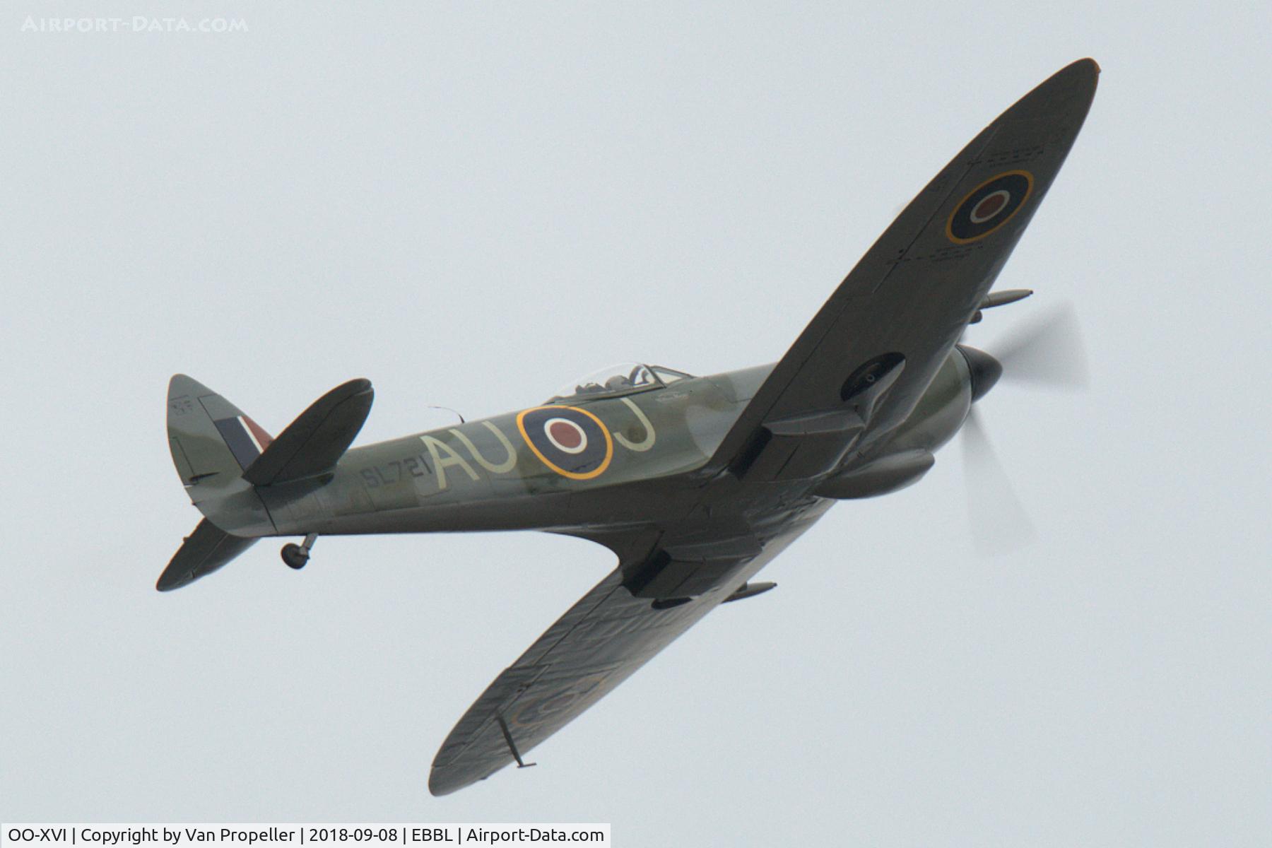 OO-XVI, 1945 Supermarine 361 Spitfire LF.XVIe C/N CBAF.IX.4756, Supermarine Spitfire LF.Mk.XVIe displaying at Kleine Brogel air base, Belgium, air show 2018