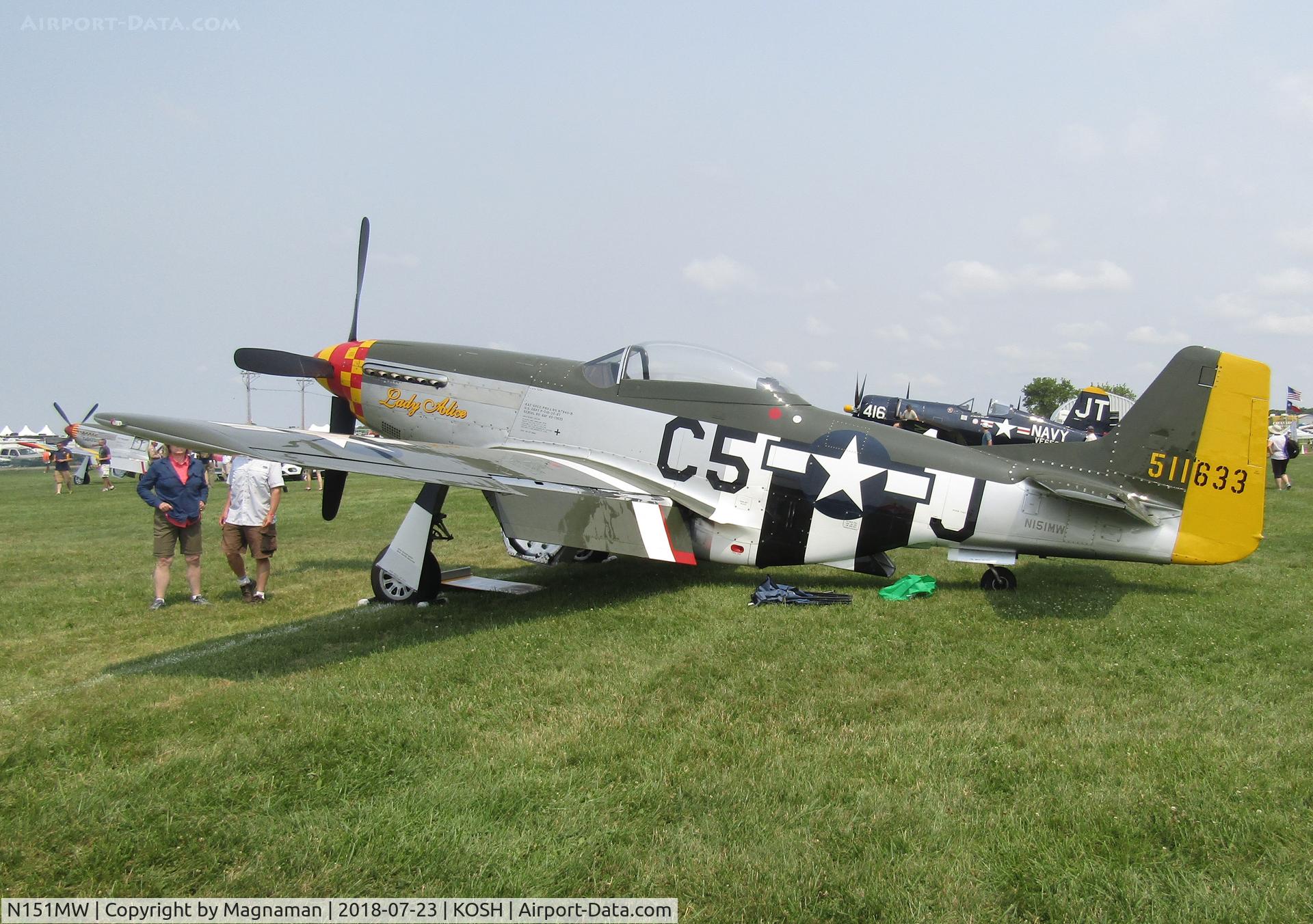 N151MW, 1945 North American P-51D Mustang C/N 124-48386, at EAA 18