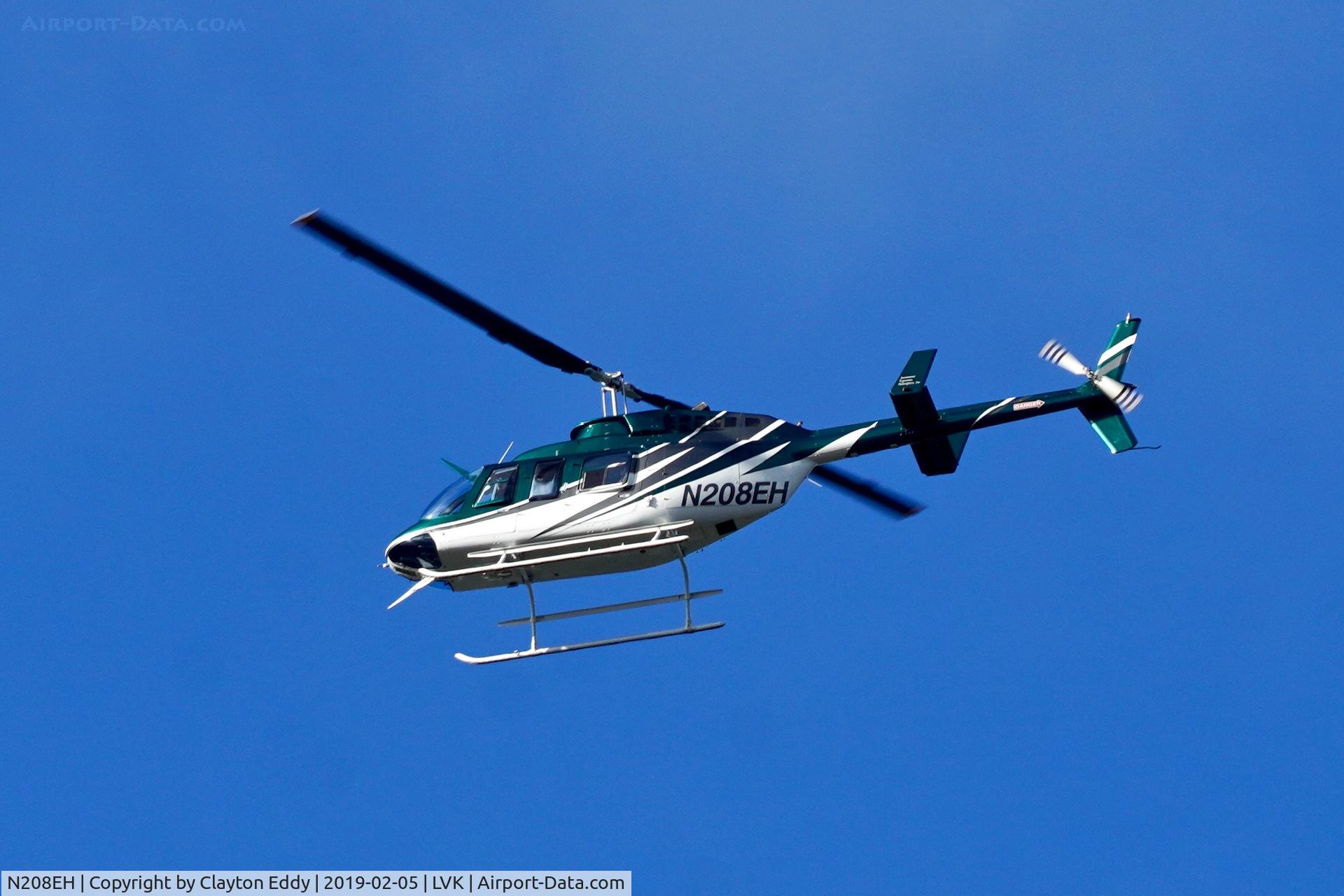 N208EH, 1992 Bell 206L-3 LongRanger III C/N 51599, Over flying Dublin California 2019.