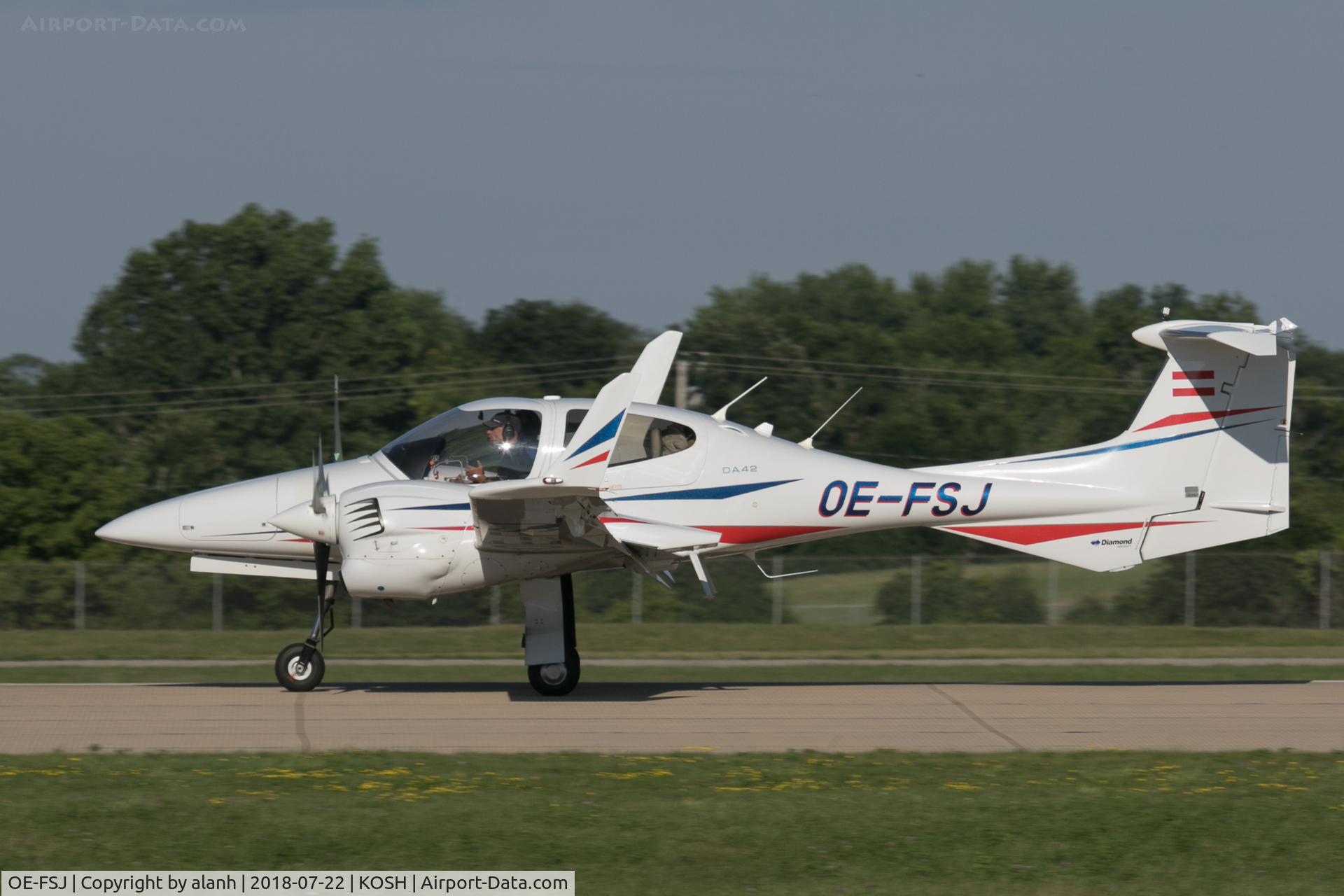 OE-FSJ, Diamond DA-42M Twin Star C/N 42.N020, Arriving at AirVenture 2018