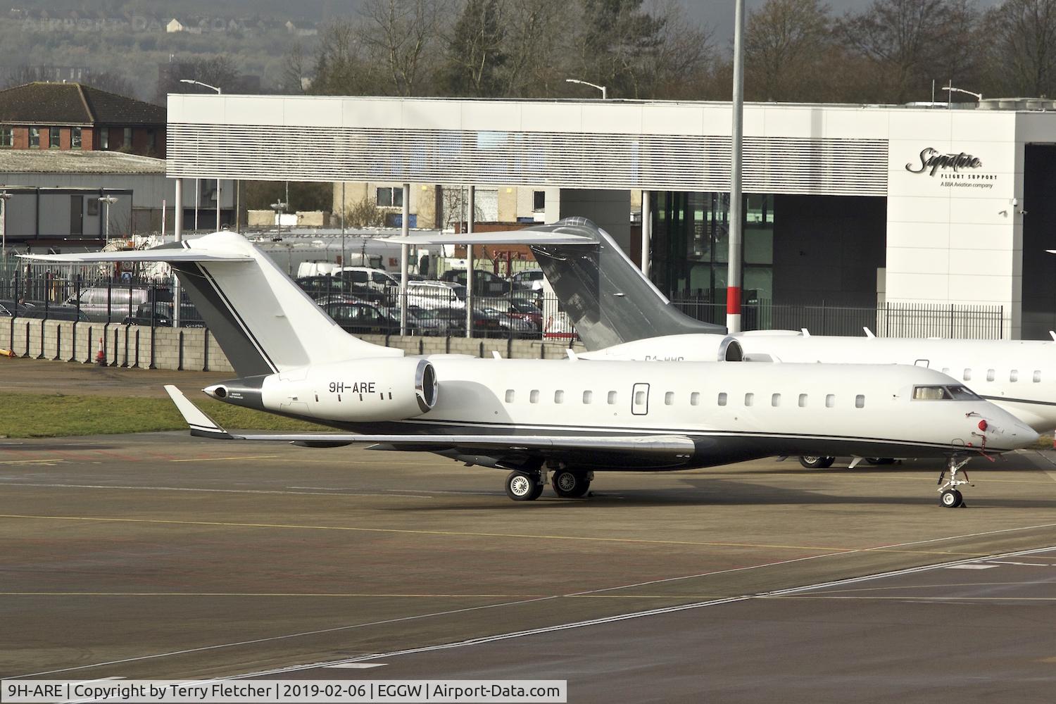 9H-ARE, 2005 Bombardier BD-700-1A11 Global 5000 C/N 9174, at Luton