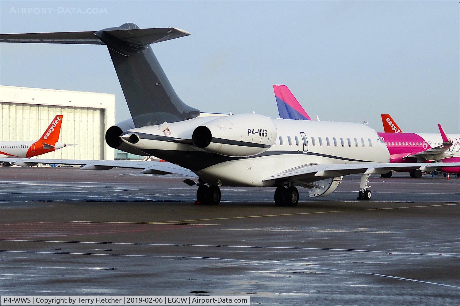 P4-WWS, 2017 Bombardier BD-700-1A10 Global 6000 C/N 9795, at Luton