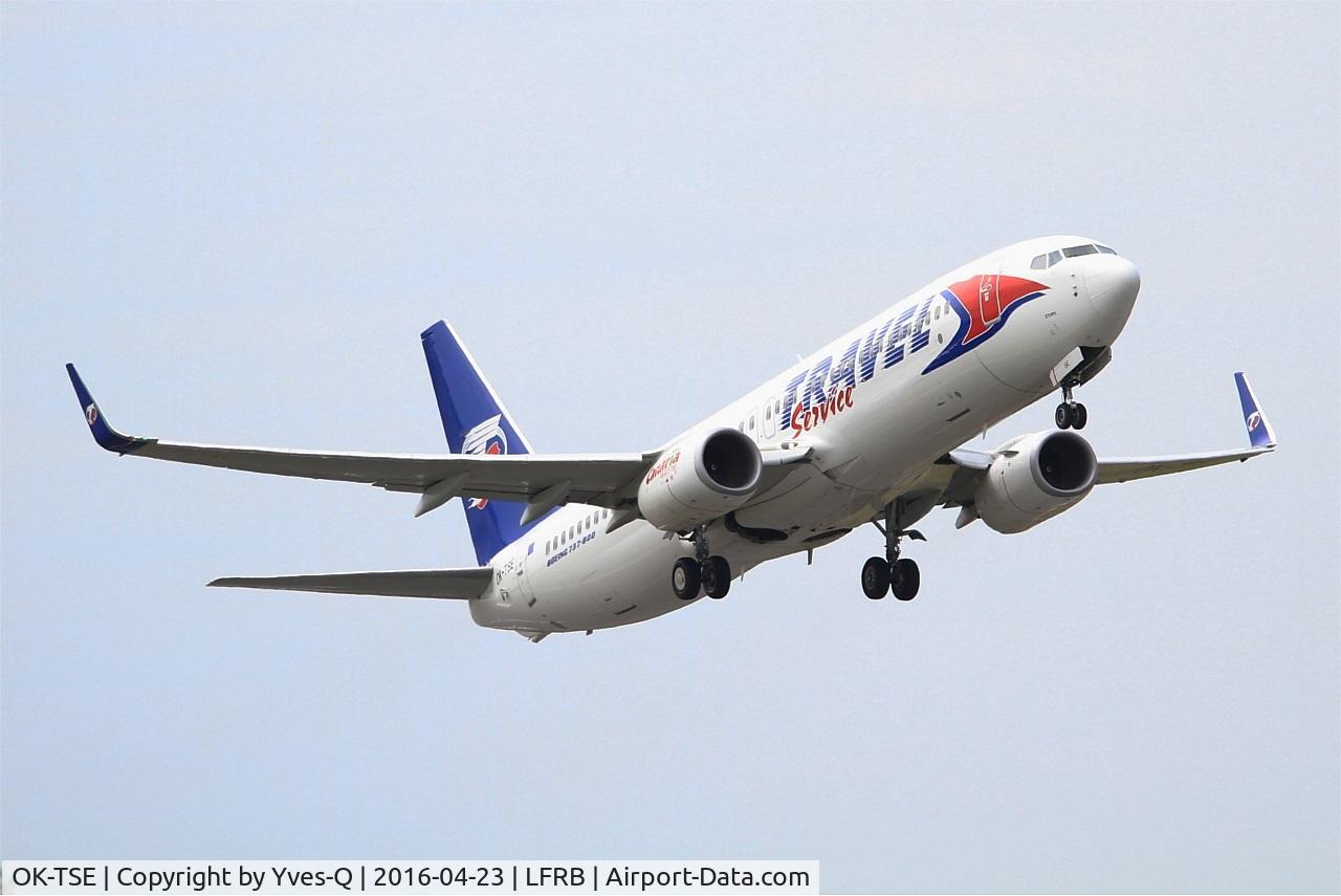 OK-TSE, 2014 Boeing 737-81D C/N 39437, Boeing 737-81D, Take off rwy 07R, Brest-Bretagne airport (LFRB-BES)