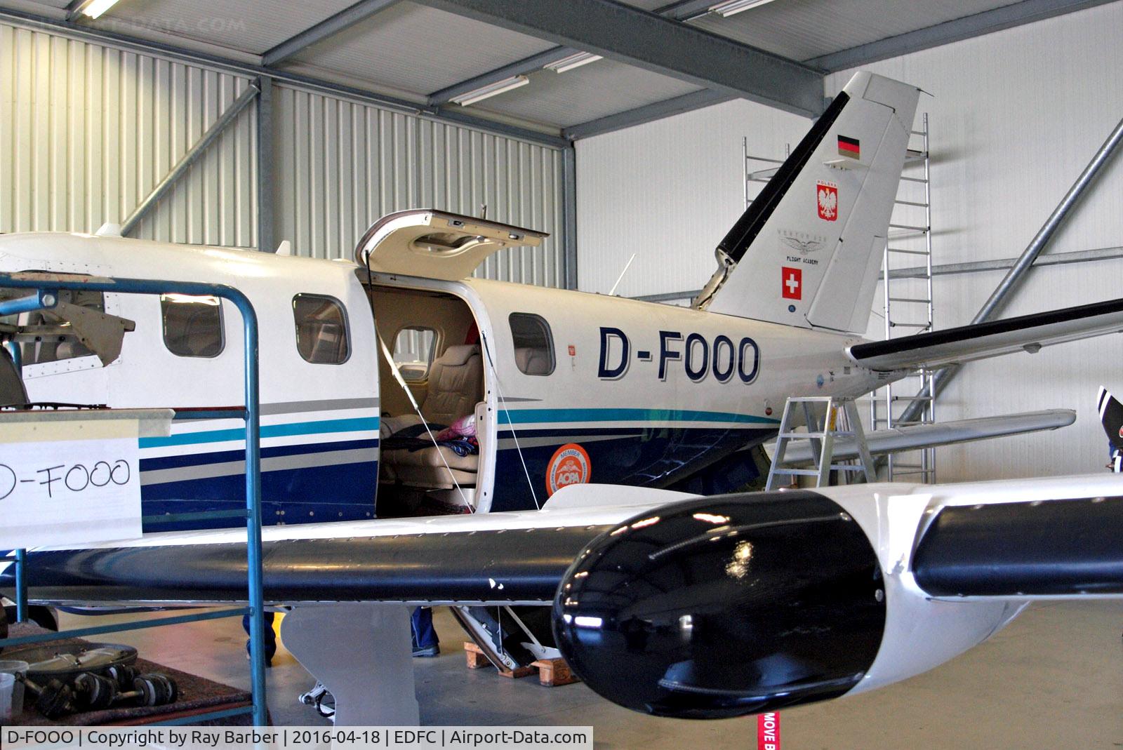 D-FOOO, 1991 Socata TBM-700 C/N 24, D-FOOO   Socata TBM700A [24] Aschaffenburg-Grossostheim~D 18/04/2016. Showing a close up of the rear and tail with various stickers.