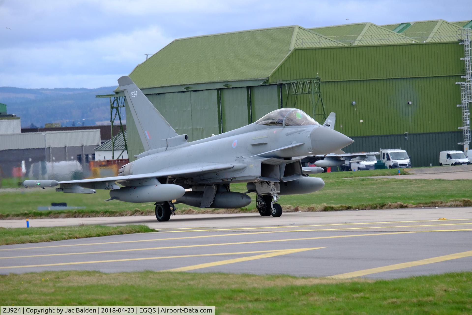 ZJ924, 2006 Eurofighter EF-2000 Typhoon FGR4 C/N 0077/BS015, ZJ924 at RAF Lossiemouth leaving for the Baltic Air policing role in Romania 2018